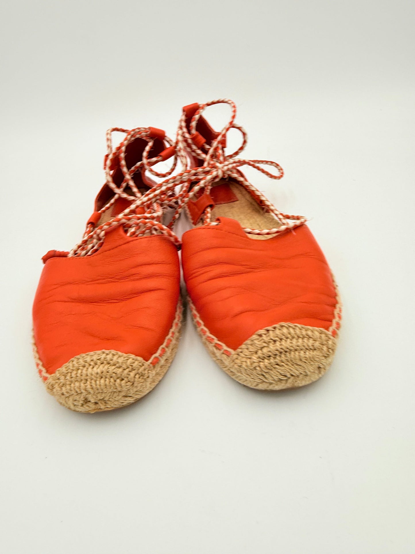 Sandals Designer By Tory Burch In Orange & White, Size:8
