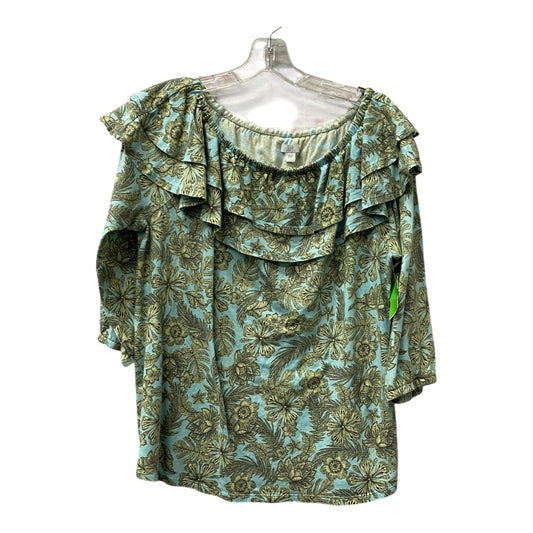 Top 3/4 Sleeve By J. Jill In Blue & Green, Size:L