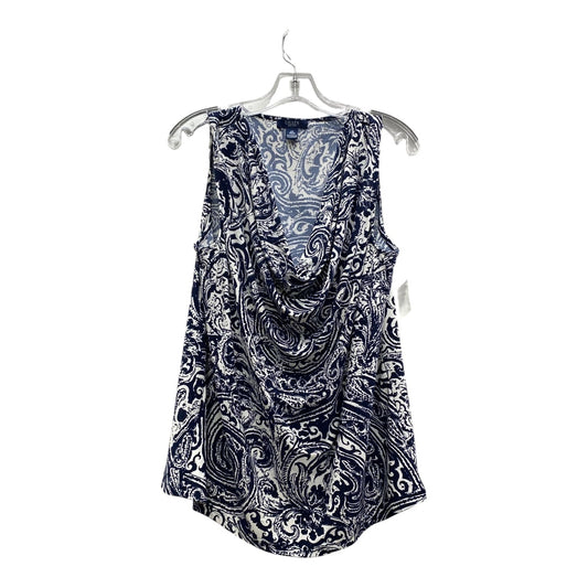 Top Sleeveless By Chaps In Blue & White, Size:2X