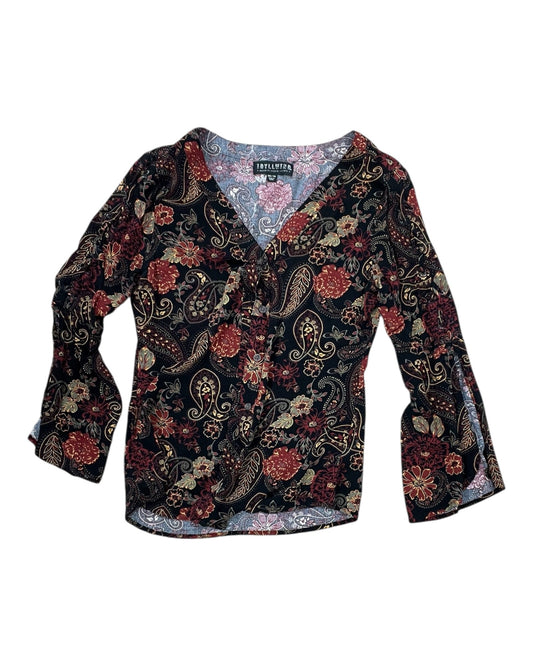 Blouse Ls By Idyllwind In Black & Orange, Size:Xs