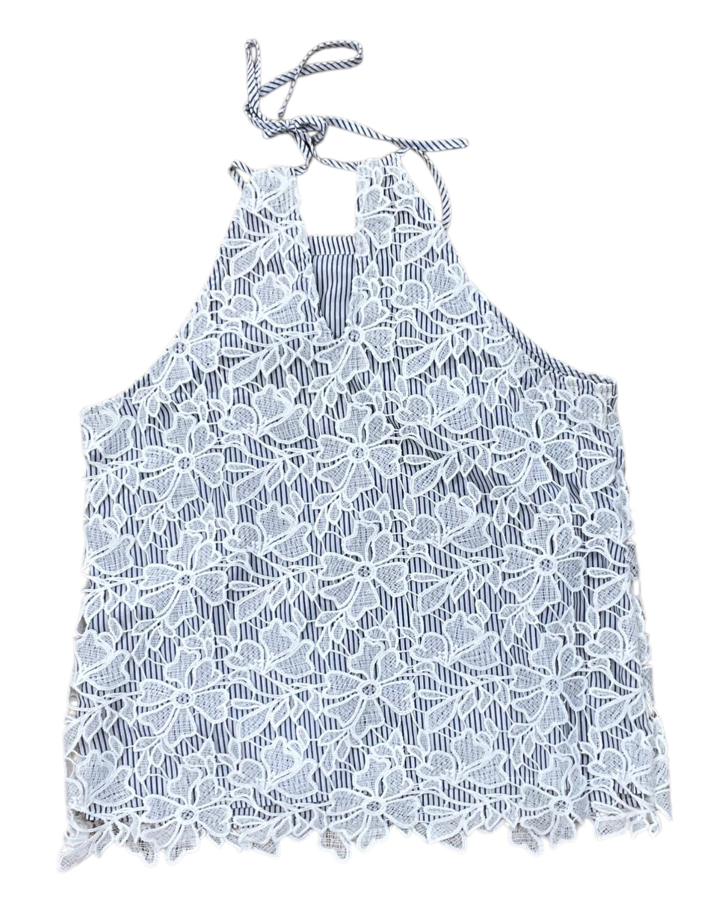 Top Sleeveless By Adiva In Blue & White, Size:S