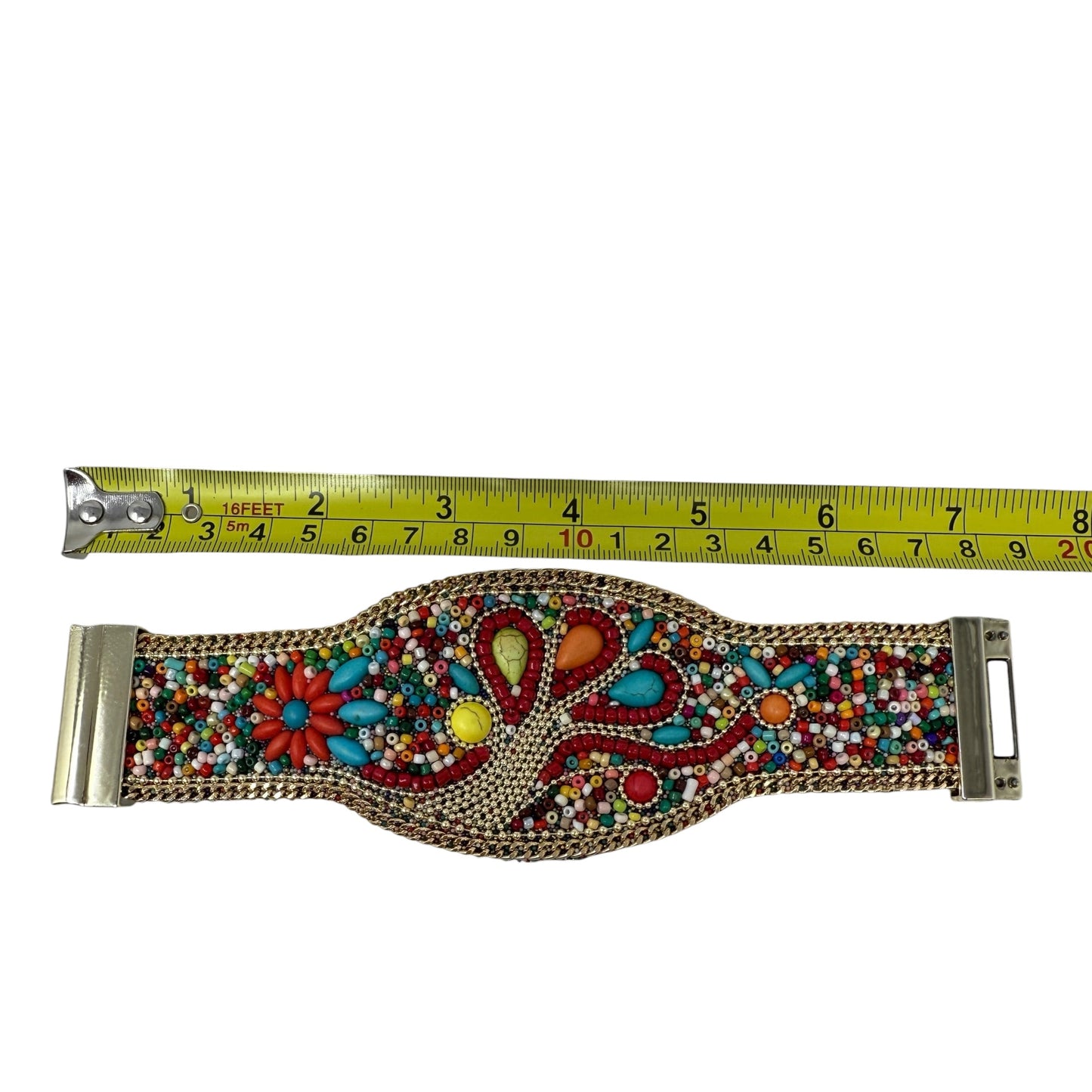 Beaded Velvet Lined Magnetic Closure Cuff Bracelet  By Clothes Mentor
