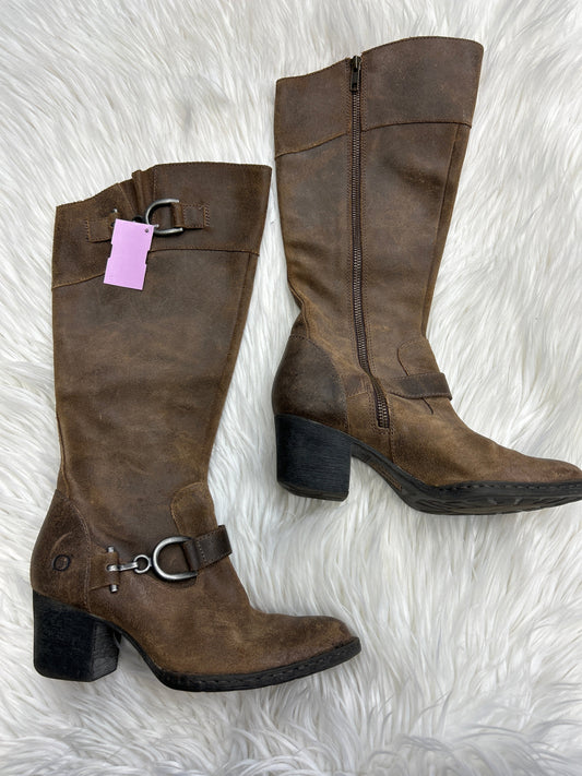 Boots Mid-Calf Flats By Born In Brown, Size:6.5