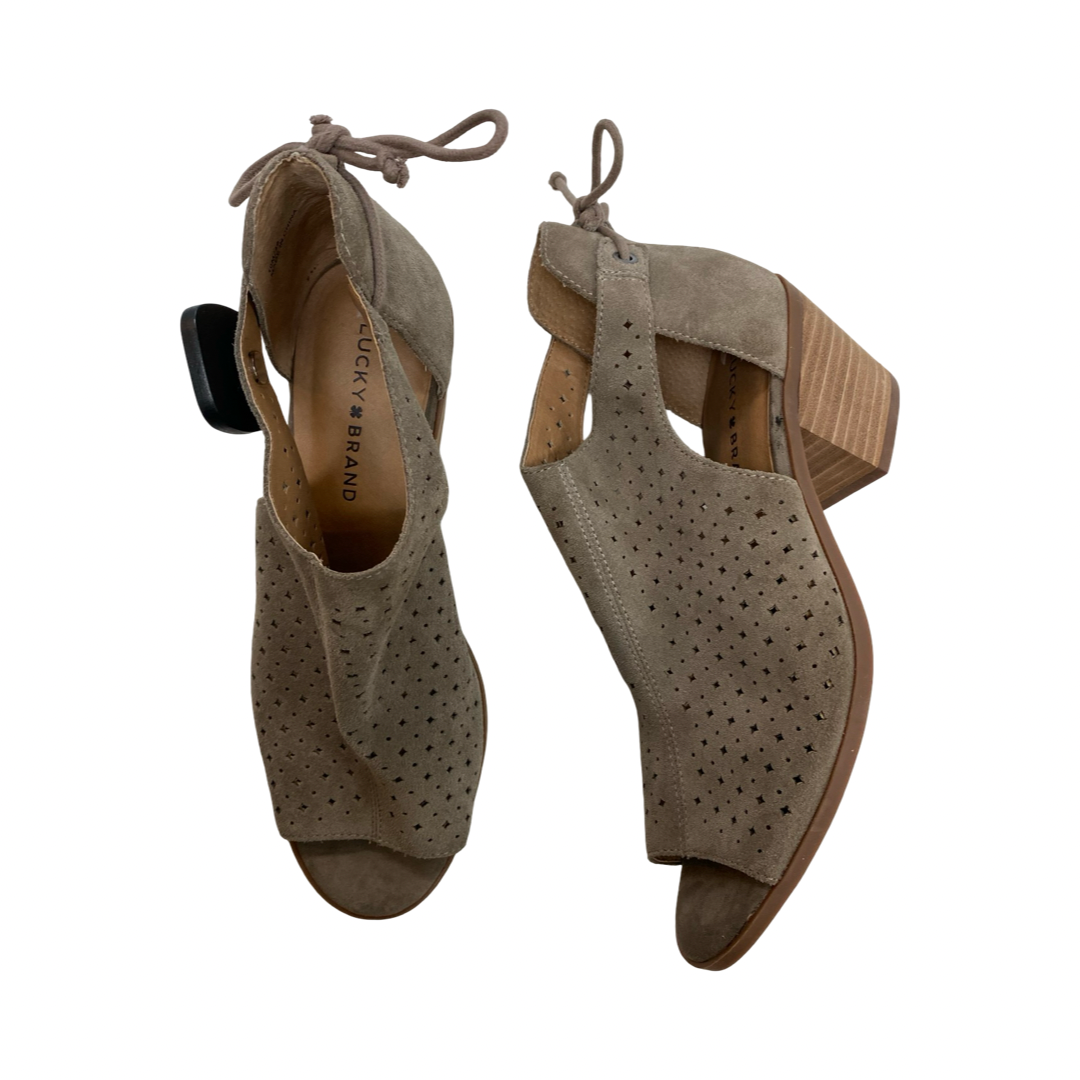 Sandals Heels Block By Lucky Brand In Brown, Size:10
