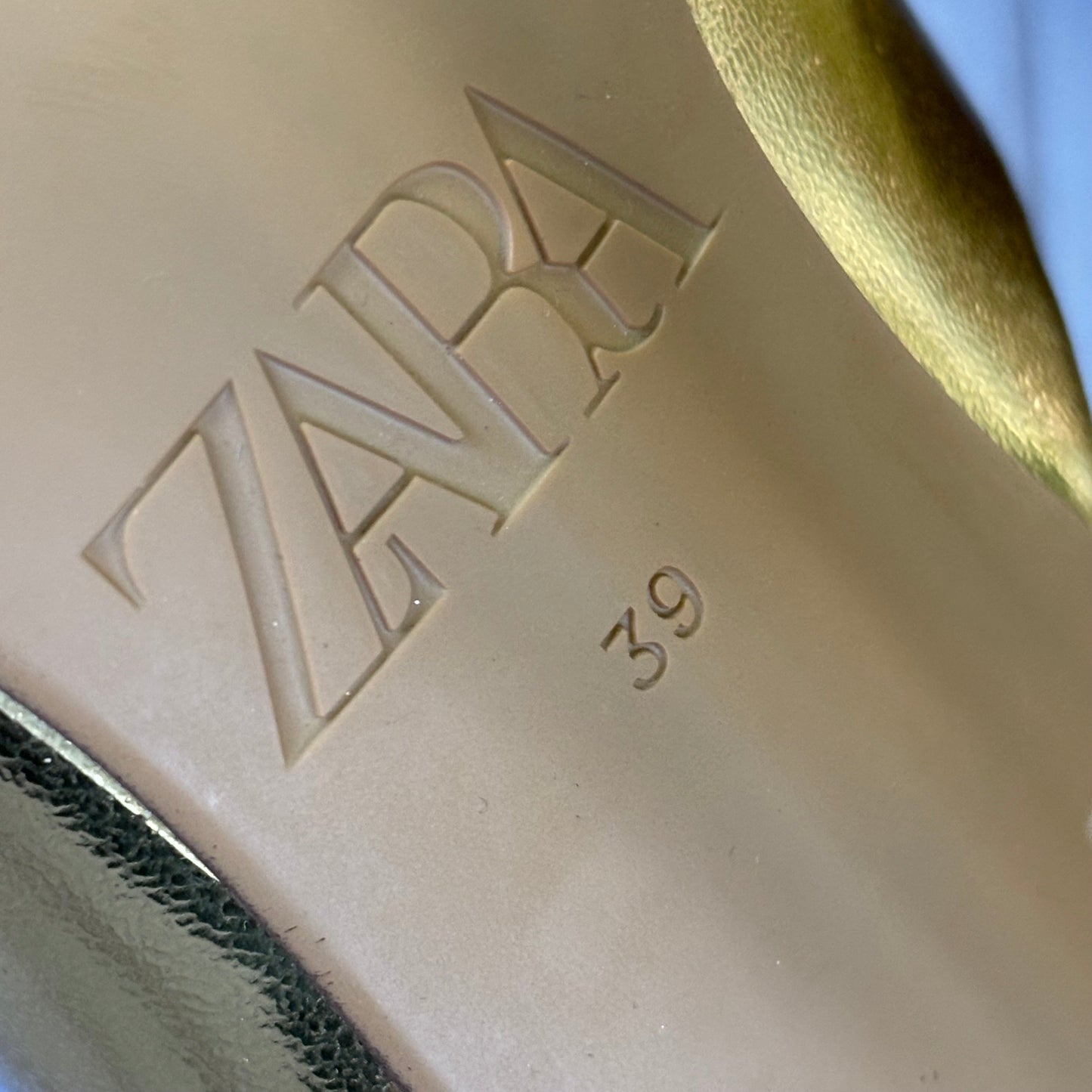 Sandals Heels Block By Zara In Gold, Size: 8.5