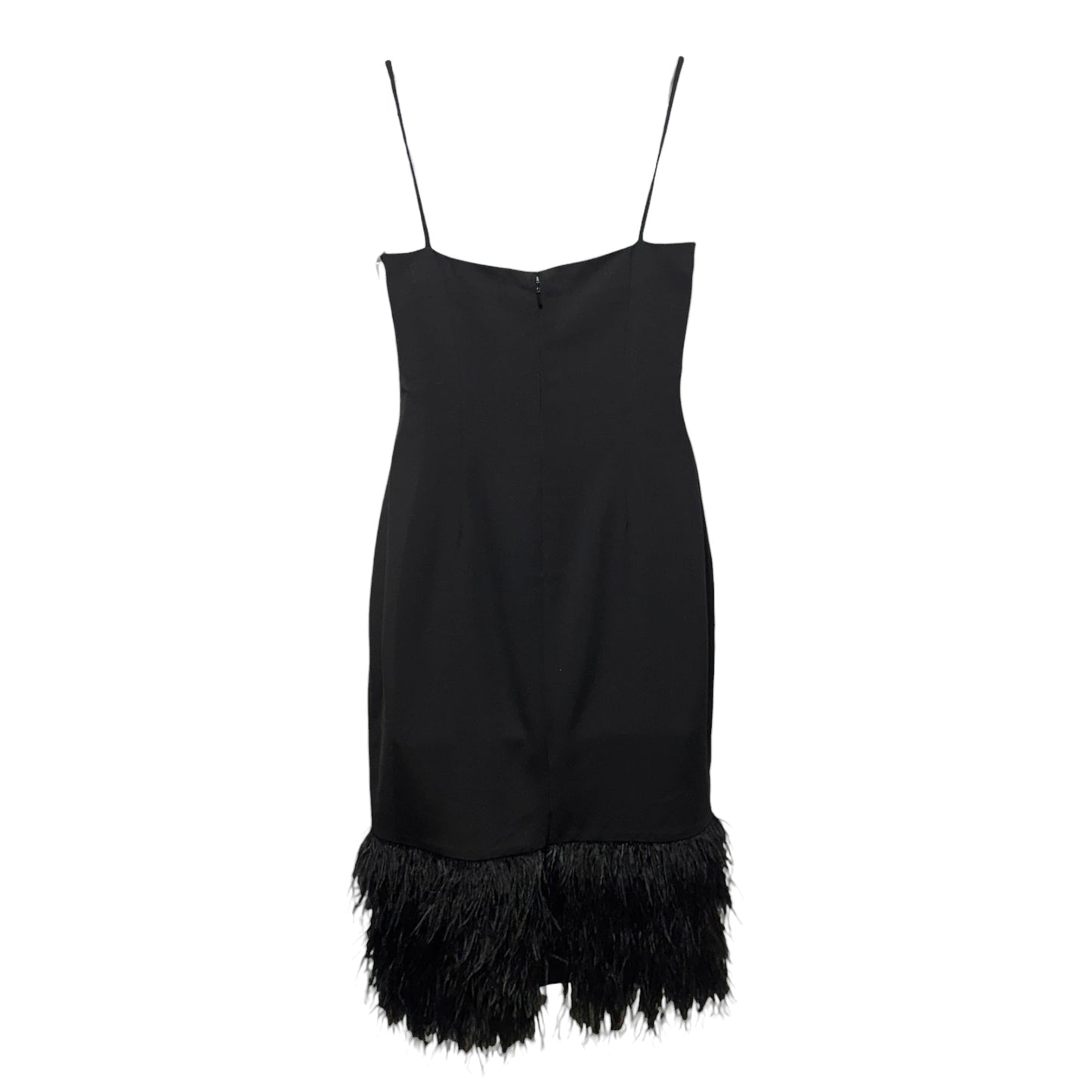 Sleeveless Feathered Crepe Midi-Dress By ML Monique Lhuillier In Black, Size: M