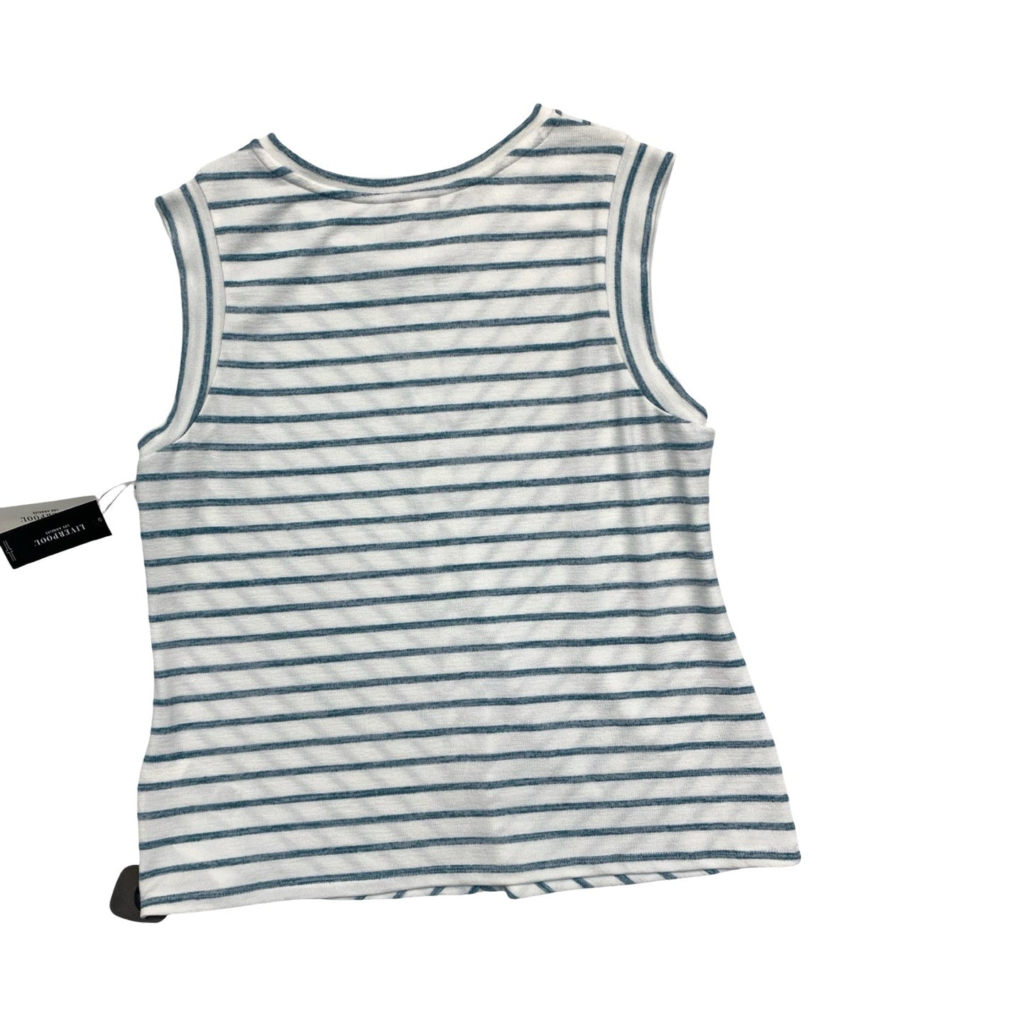 Top Sleeveless By Liverpool In Blue & White, Size:M