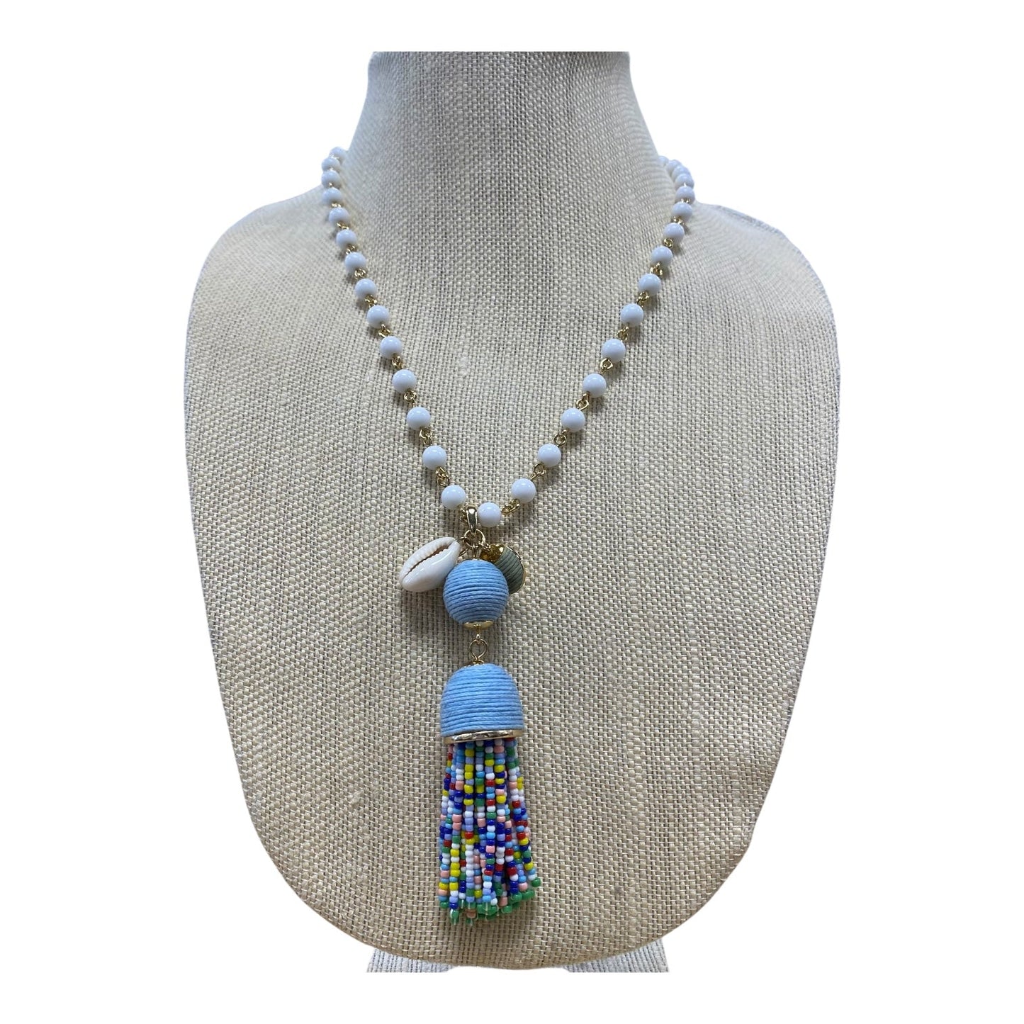 Necklace Statement By Talbots In Blue & White