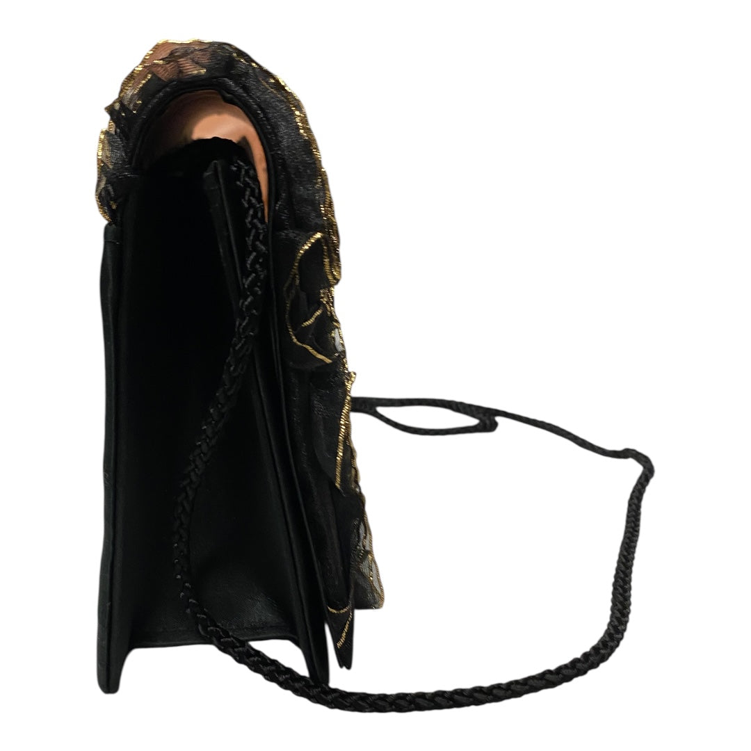 Handbag By Clothes Mentor In Black & Gold, Size:Medium