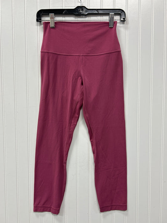 Athletic Leggings Capris By Lululemon In Pink, Size:4