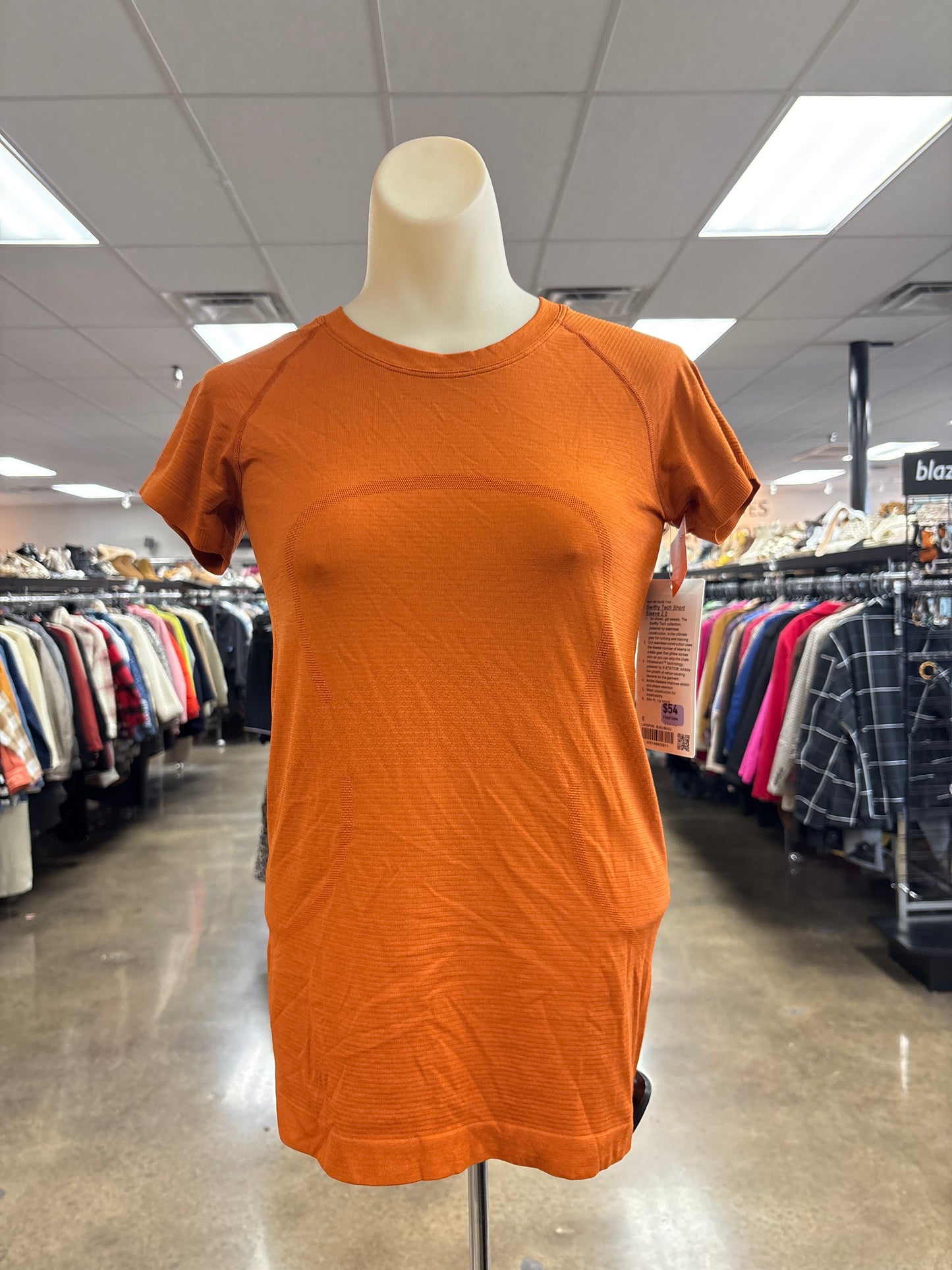 Athletic Top Ss By Lululemon In Orange, Size:6