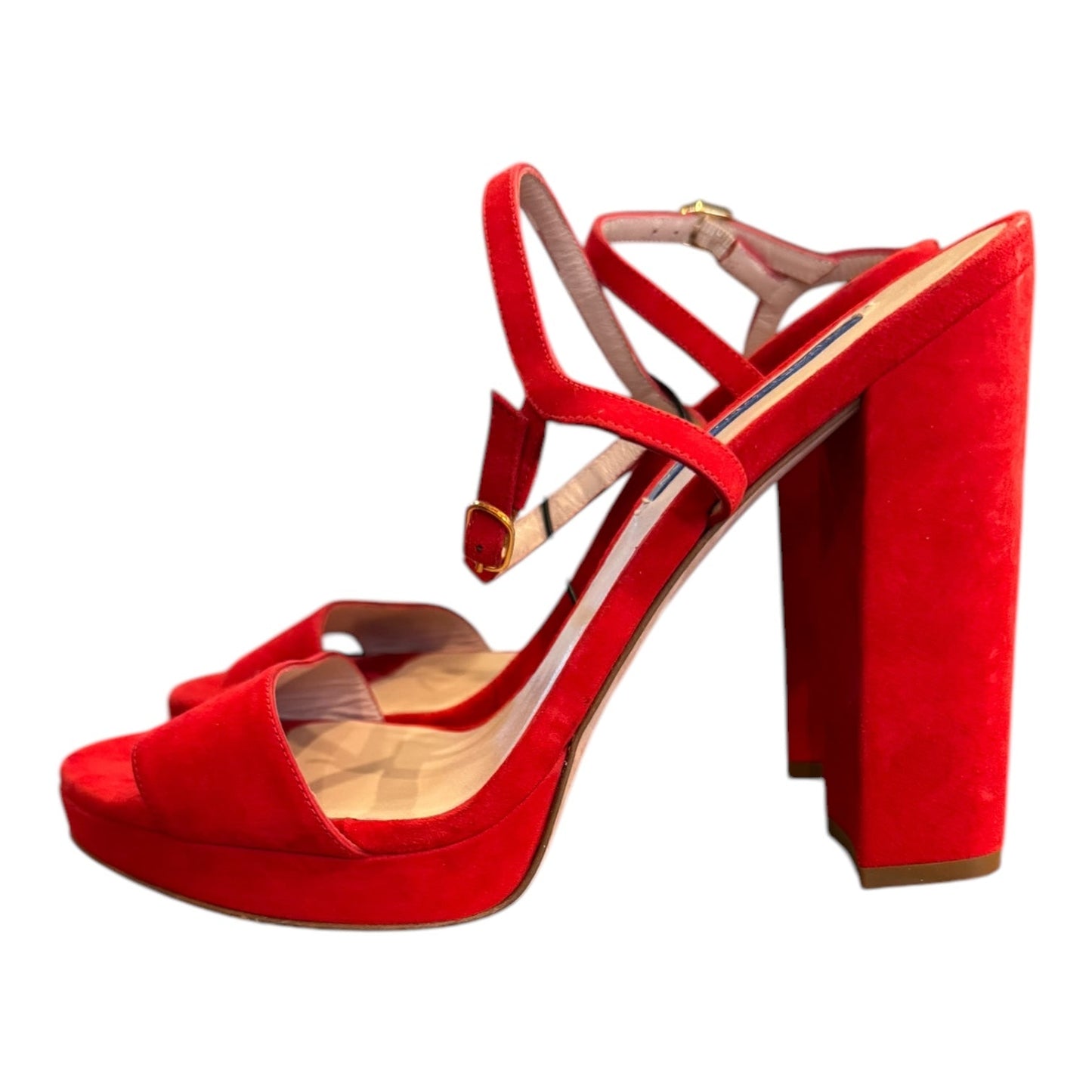 Sandals Designer By Stuart Weitzman In Red, Size:10