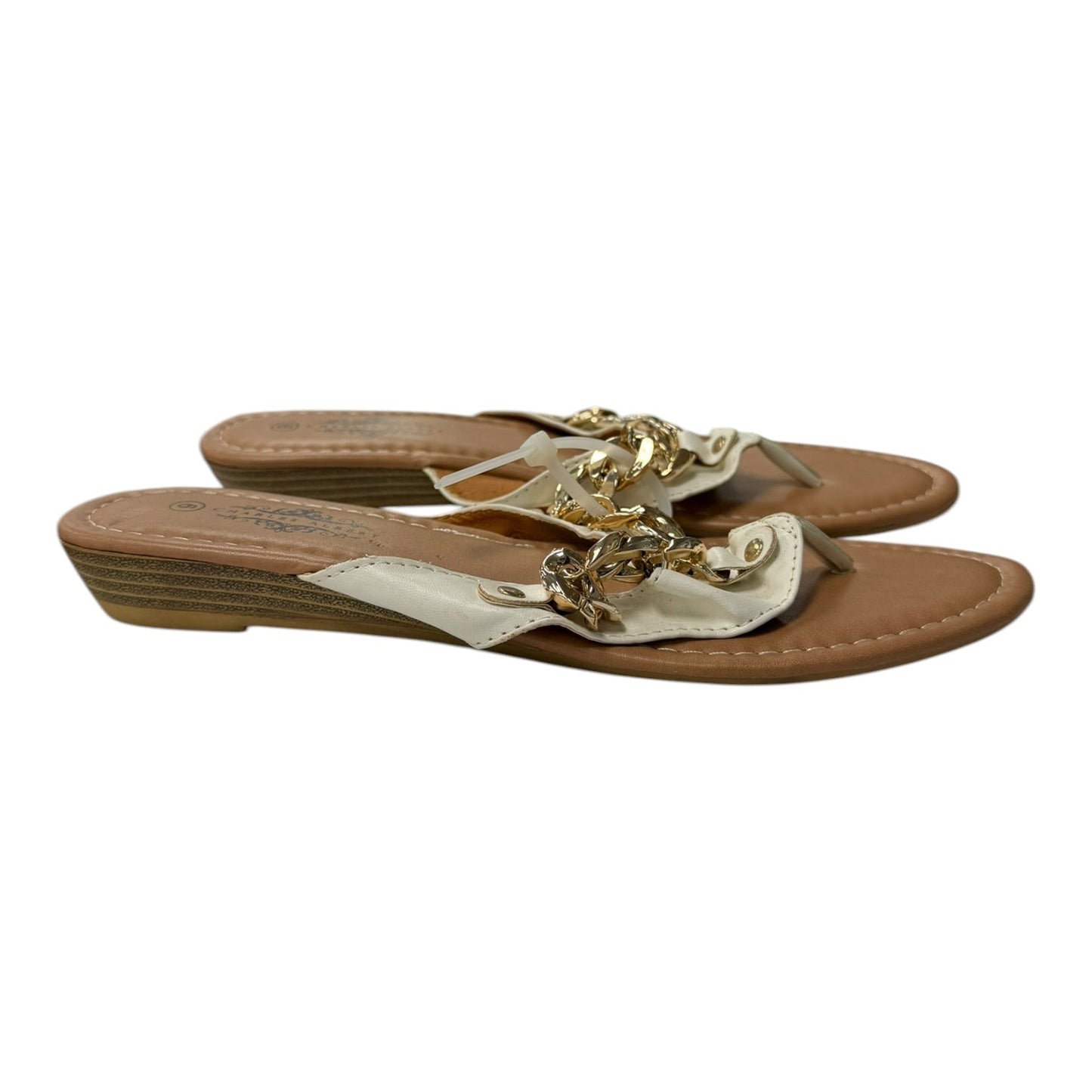 Sandals Flats By Cme In Cream, Size:9