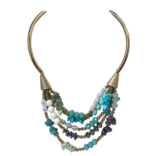 Necklace Layered In Blue & White