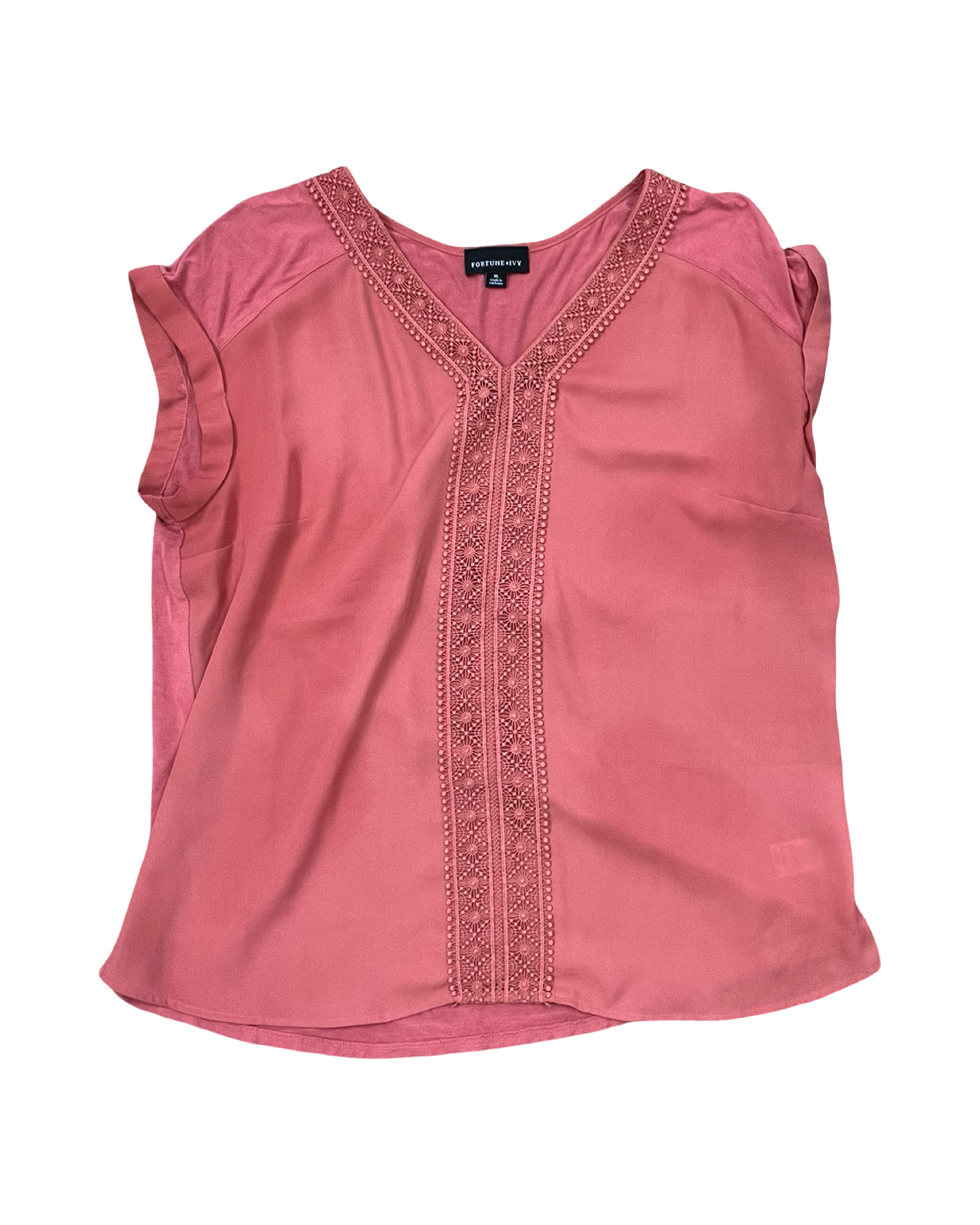Top Ss By Fortune & Ivy In Coral, Size:Xl