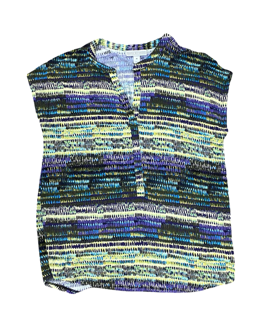 Top Sleeveless By Dana Buchman In Purple & Yellow, Size:M