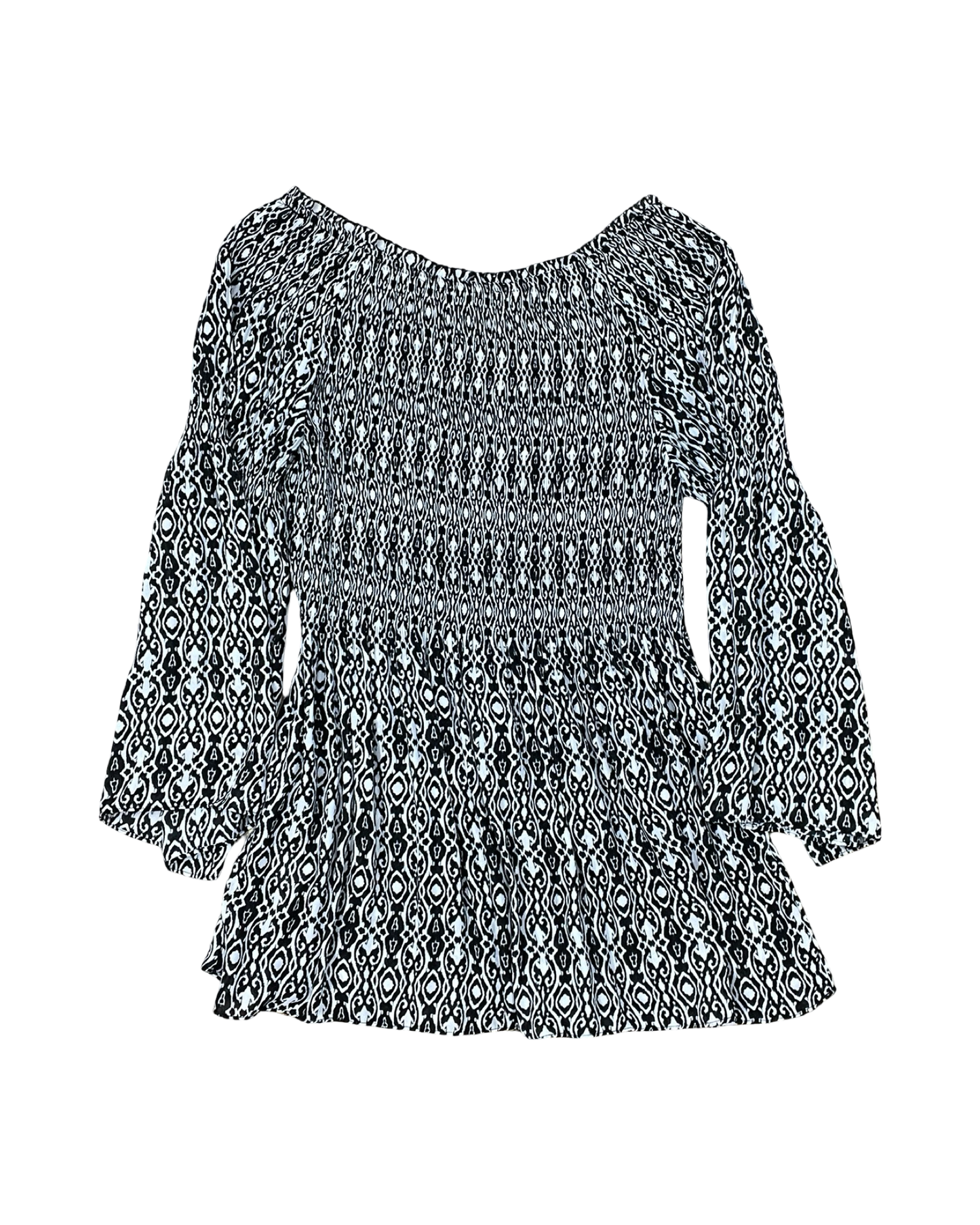 Top 3/4 Sleeve By Clothes Mentor In Black & White, Size:M