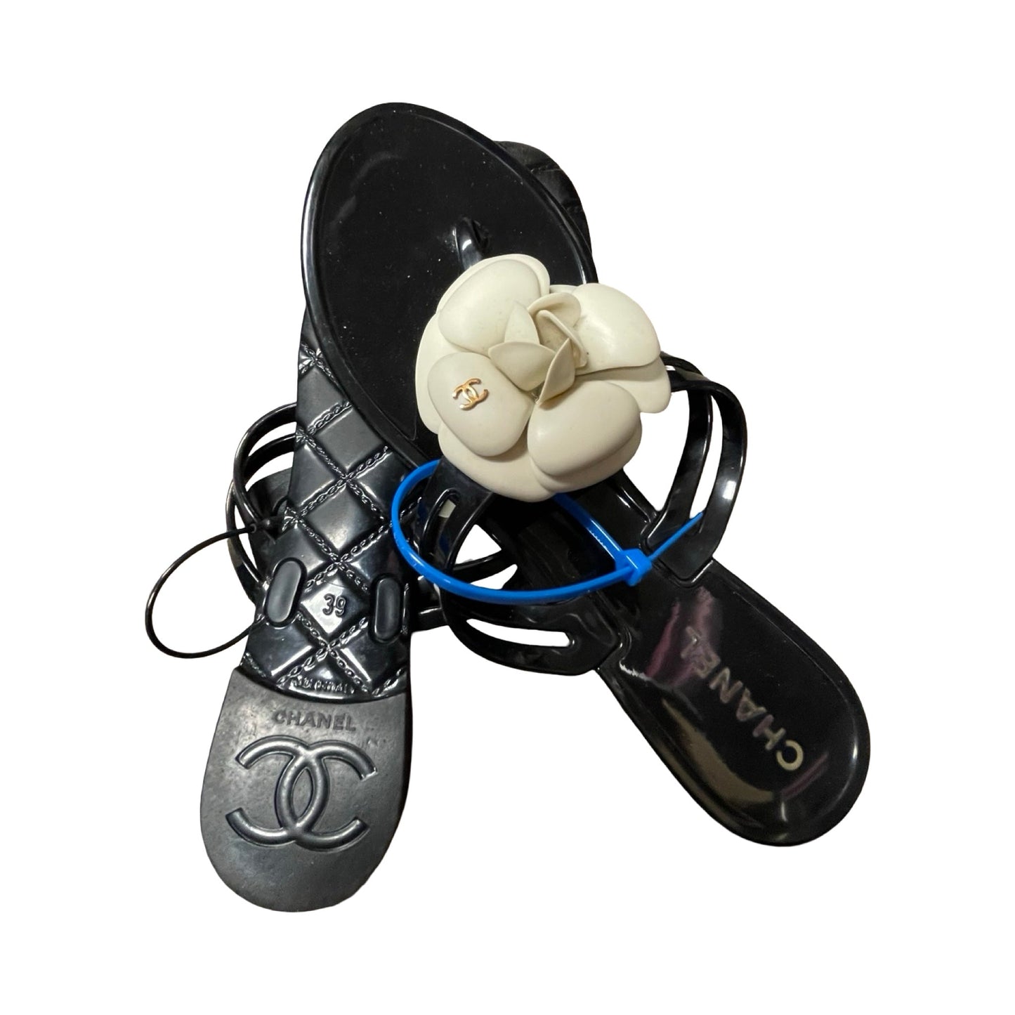 Sandals Luxury Designer By Chanel In Black & Cream, Size:8.5 (EU39)
