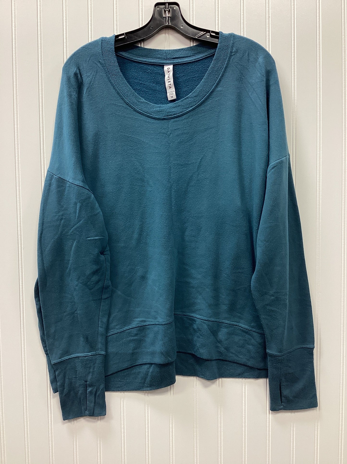 Athletic Top Ls Crewneck By Athleta In Teal, Size:1X
