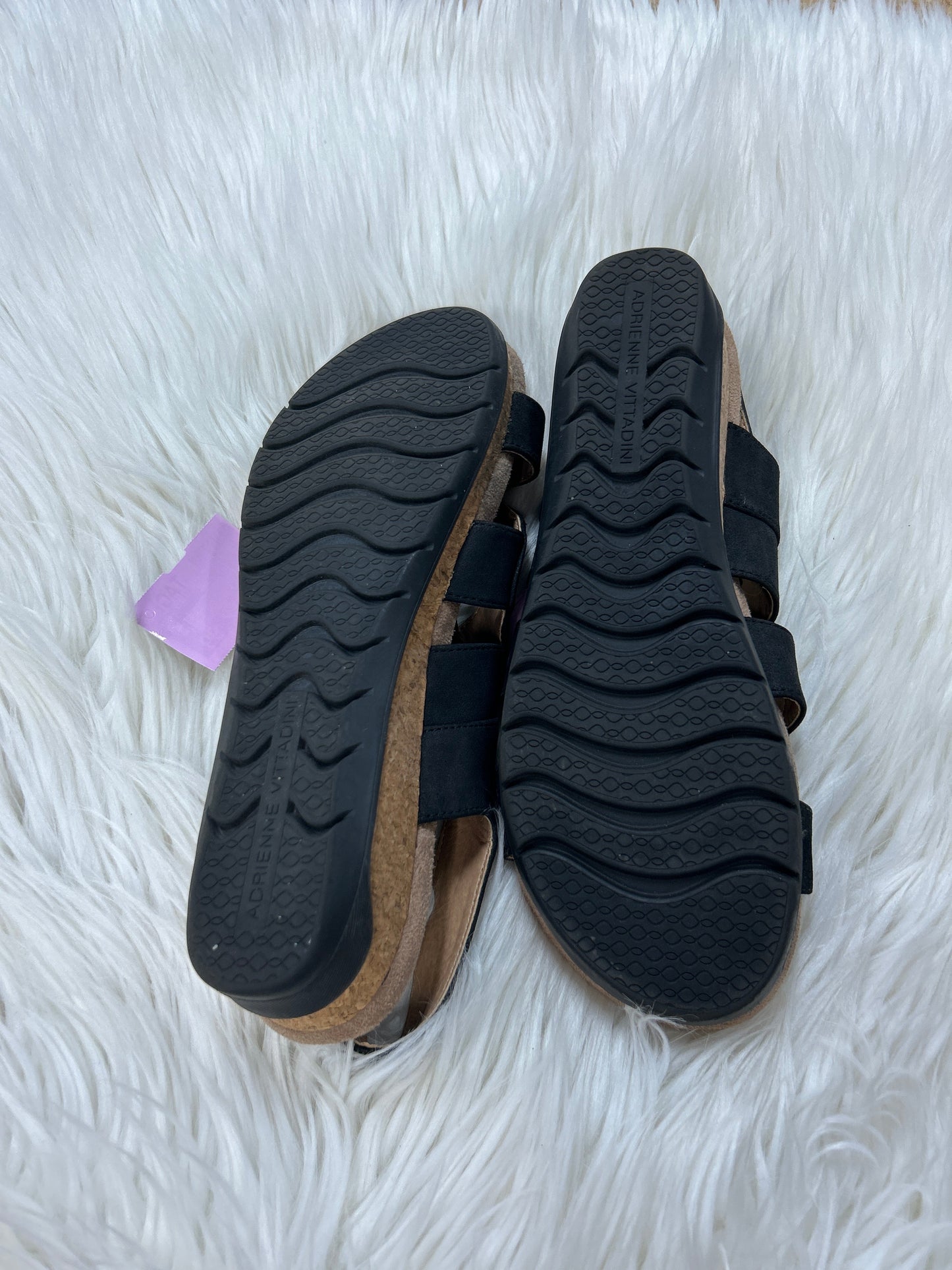 Sandals Flats By Adrienne Vittadini In Black, Size:9.5