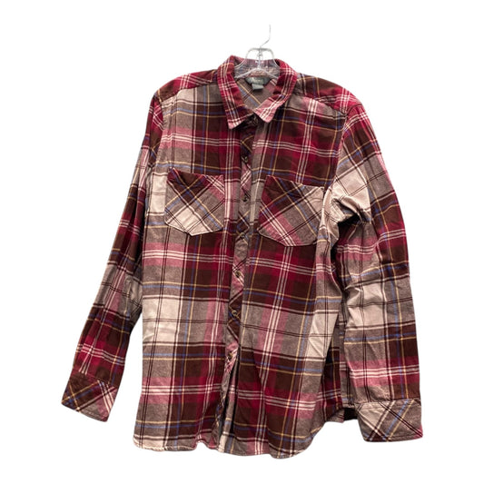 Blouse Ls By Natural Reflections In Red, Size:1X