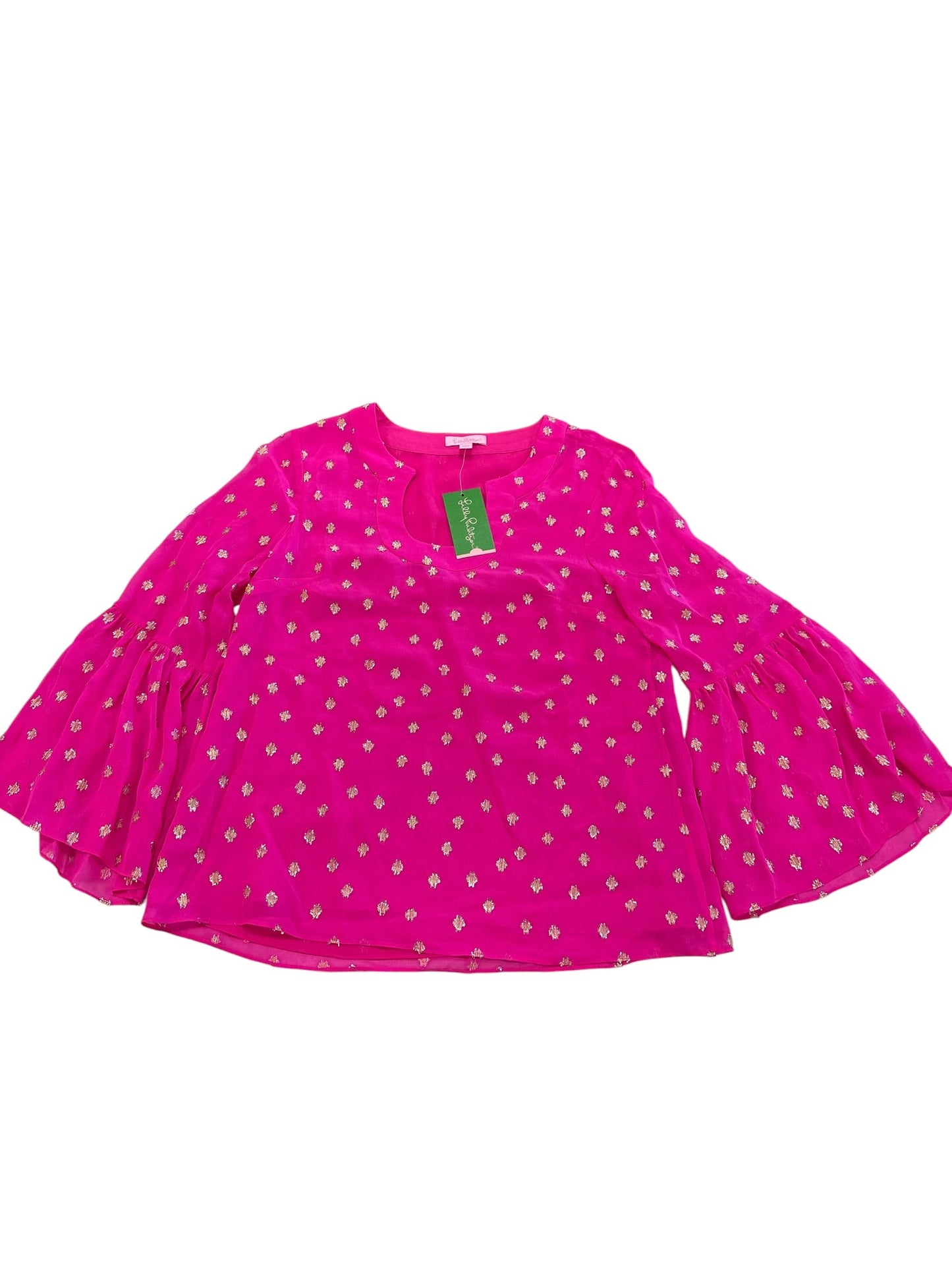 Blouse Designer By Lilly Pulitzer In Gold & Pink, Size:S