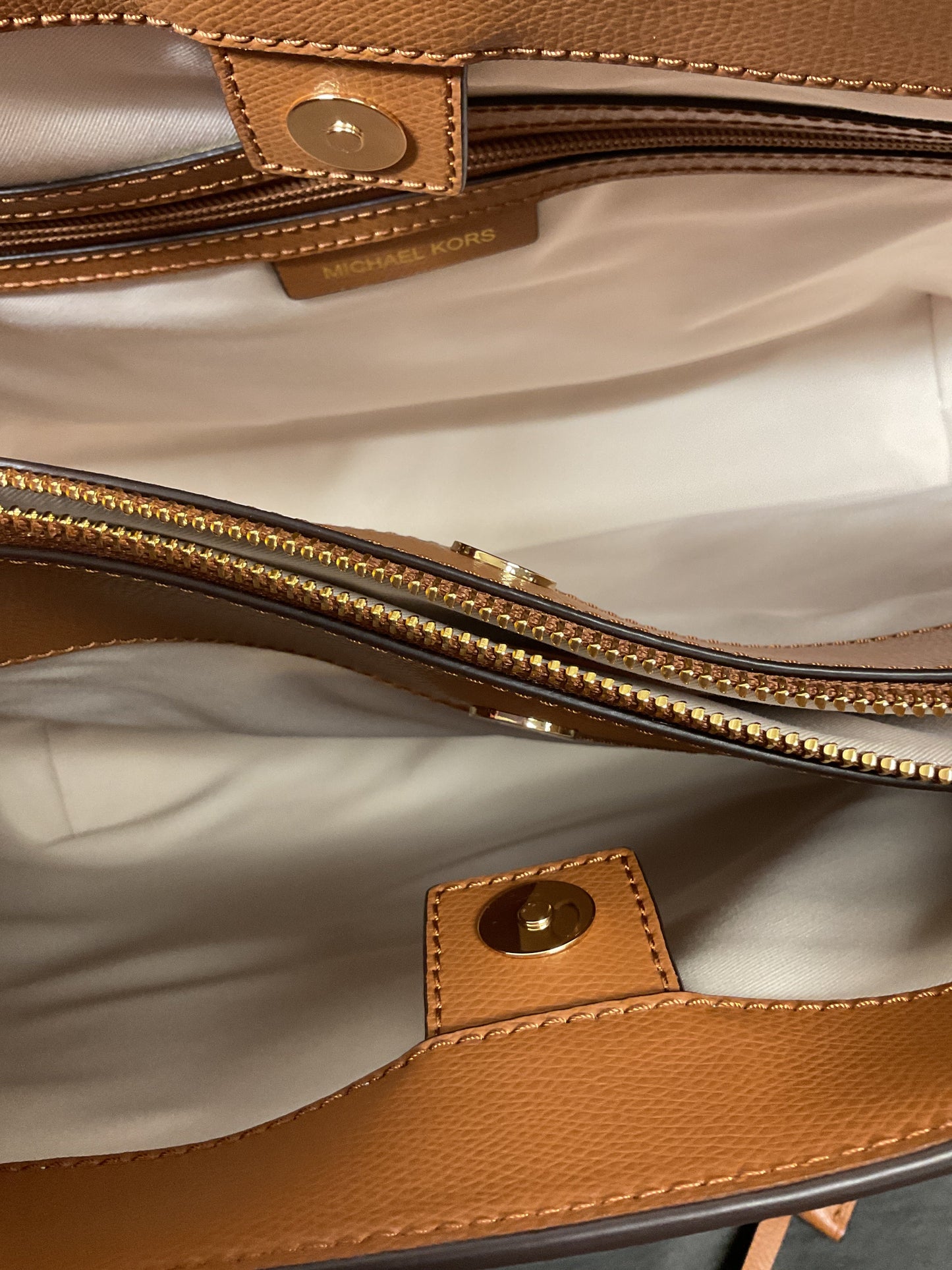 Handbag Designer By Michael Kors In Brown & Tan, Size:Large