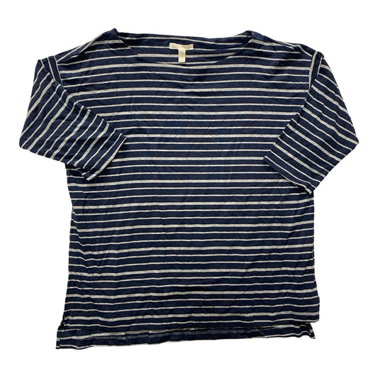 Top 3/4 Sleeve Designer By Eileen Fisher In Striped Pattern, Size:M