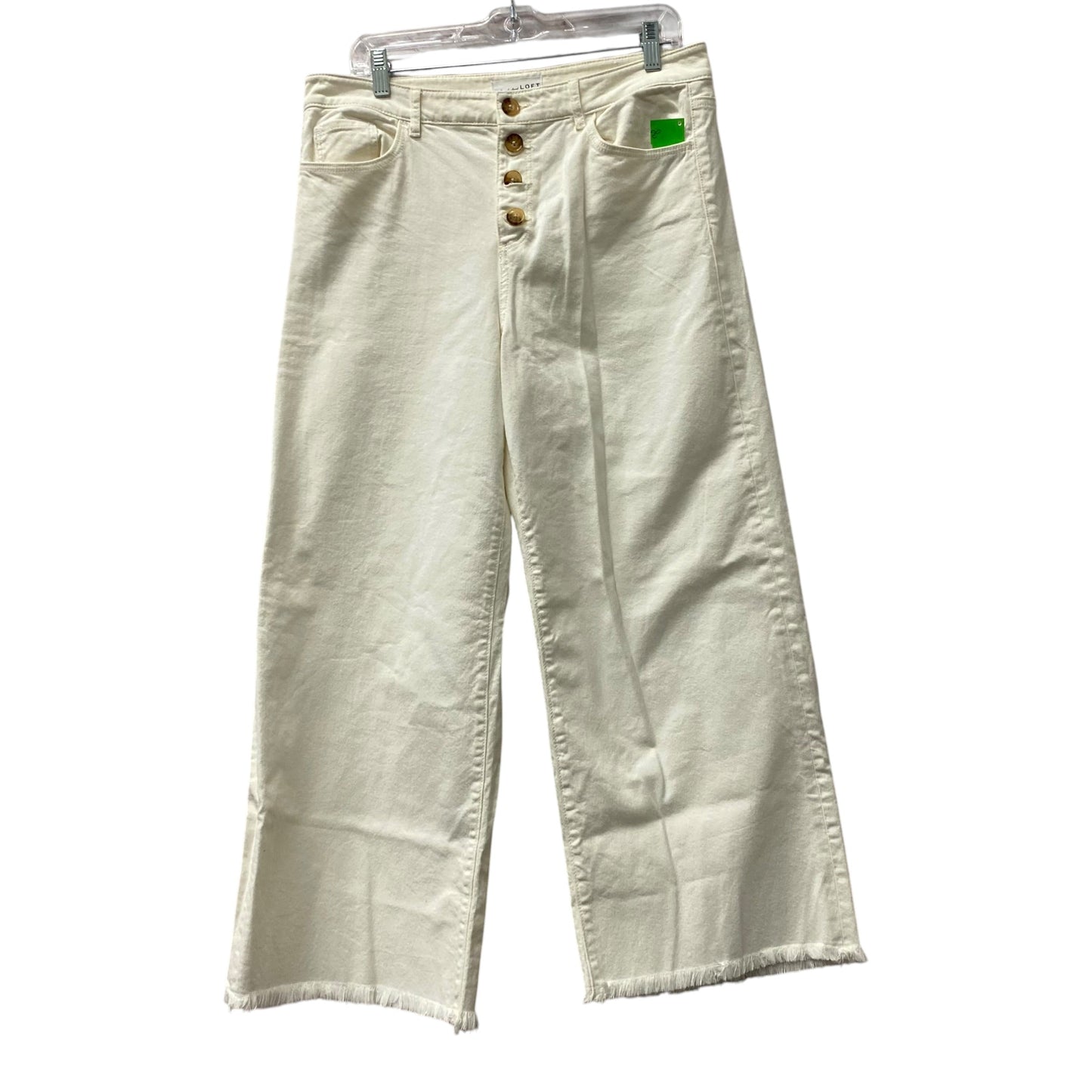 Jeans Wide Leg By Loft In Cream Denim, Size:10