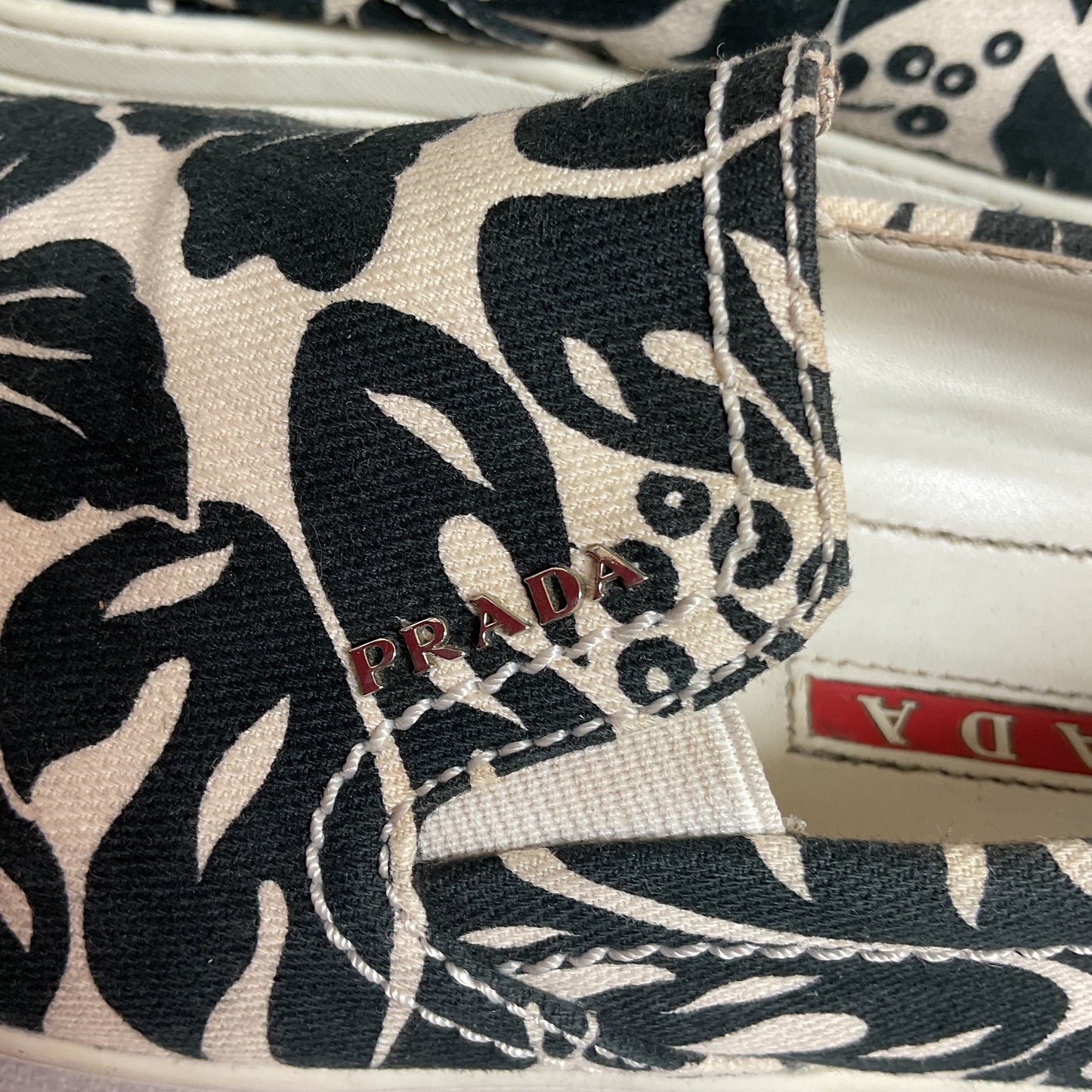 Shoes Luxury Designer By Prada In Blue & White, Size: 38