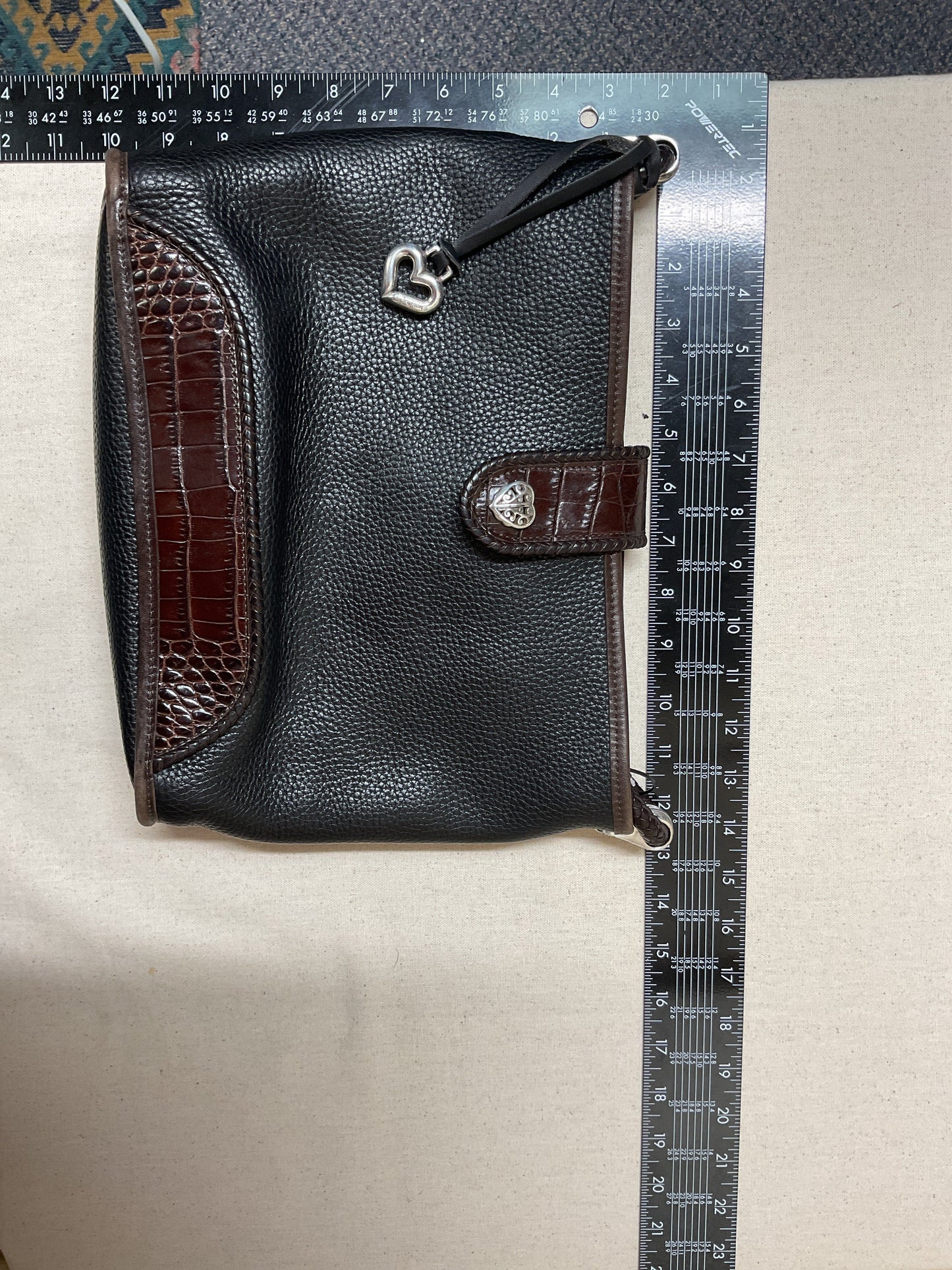 Handbag Leather By Brighton In Black & Silver, Size:Medium