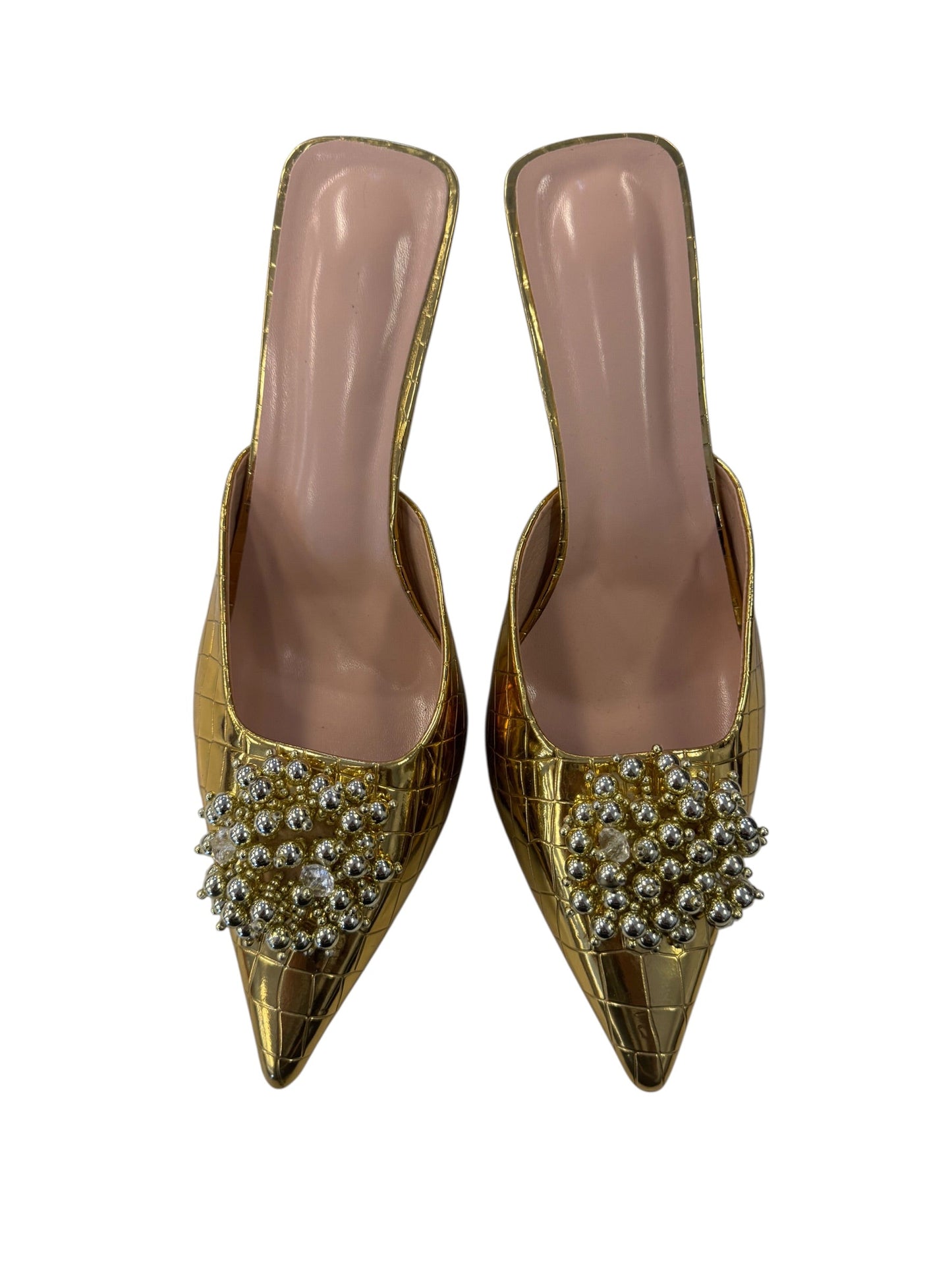 Shoes Heels Block By Clothes Mentor In Gold, Size: 10