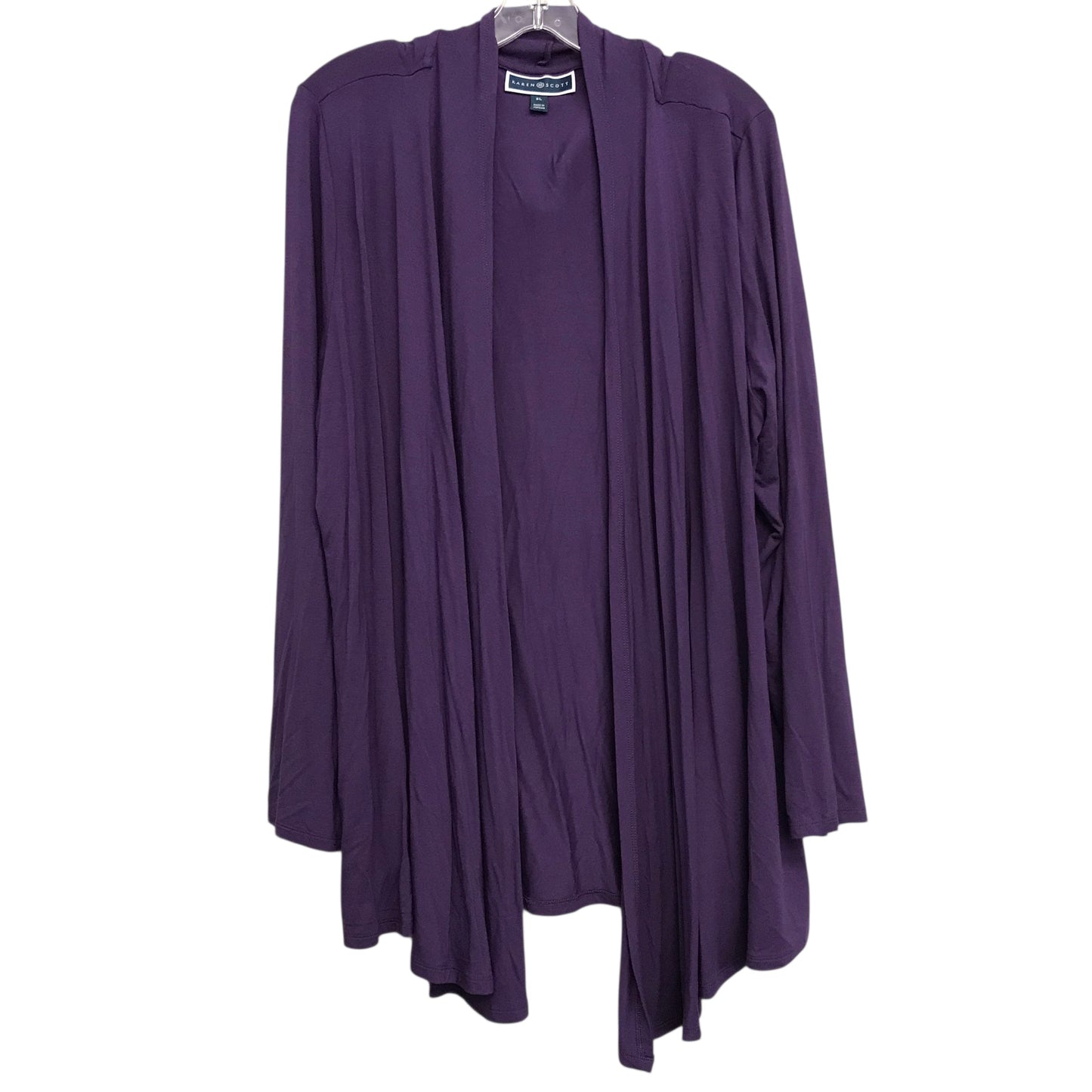 Cardigan By Karen Scott In Purple, Size:Xl