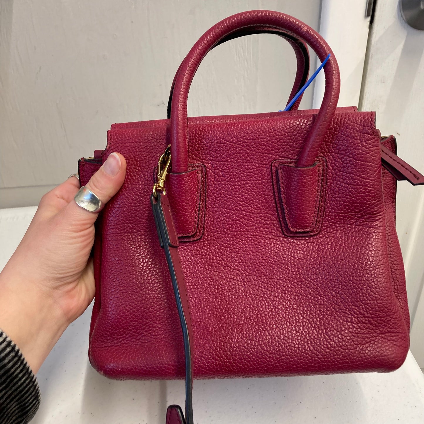 Handbag Luxury Designer By Mcm In Red, Size:Small