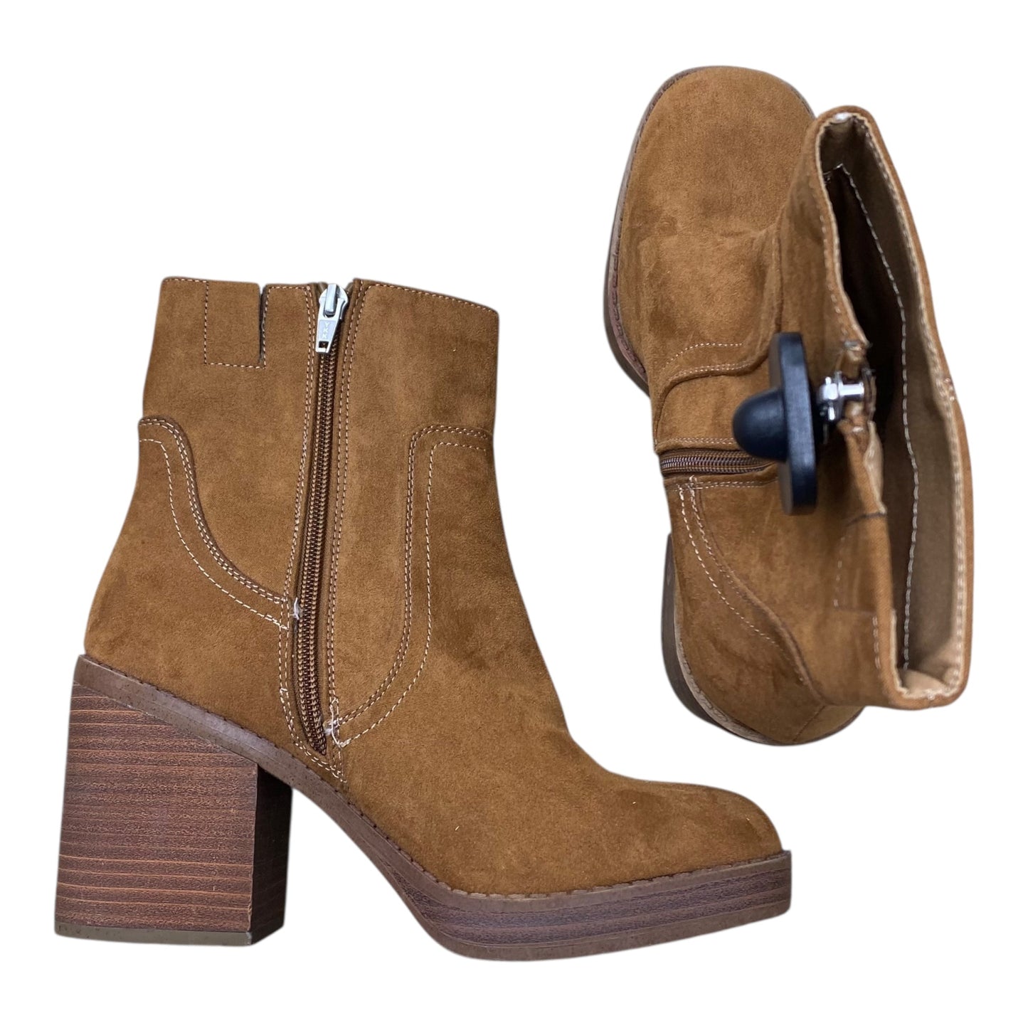 Boots Ankle Heels By Universal Thread In Brown, Size:7