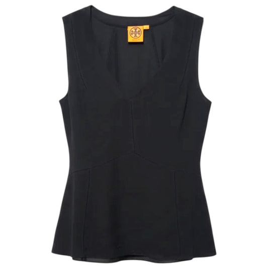 Silk Sleeveless Tank Top Designer By Tory Burch In Black, Size: 6