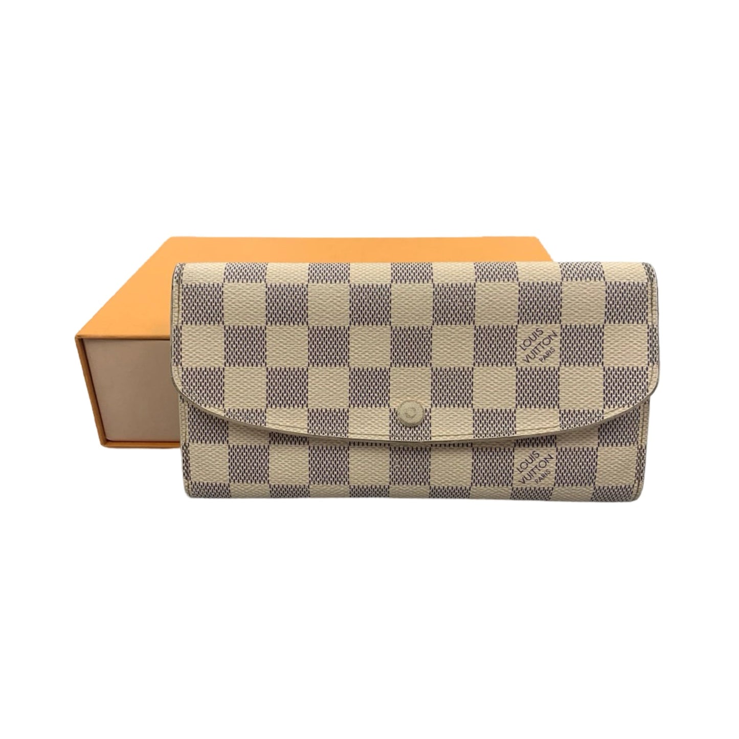 Damier Azur Emilie Wallet By Louis Vuitton in Cream Checkered Pattern