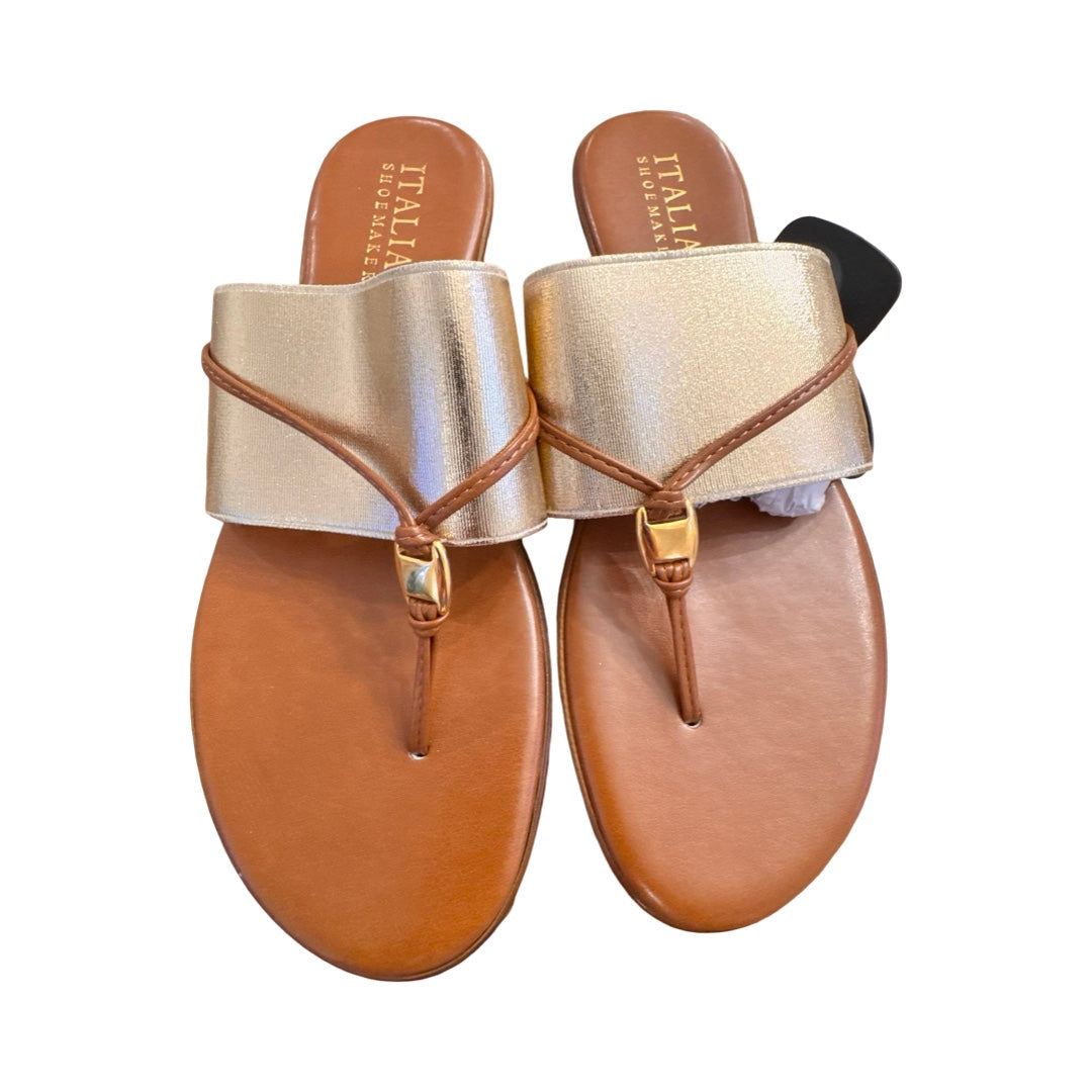 Sandals Flats By Italian Shoemakers In Gold, Size:10
