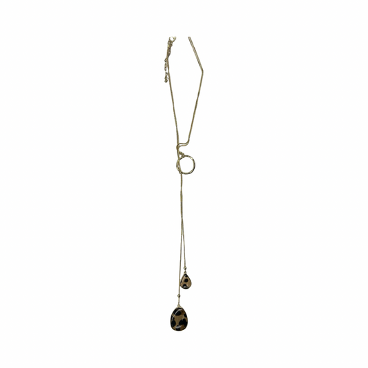 Necklace Lariat & Y-Drop By Chicos In Black & Gold