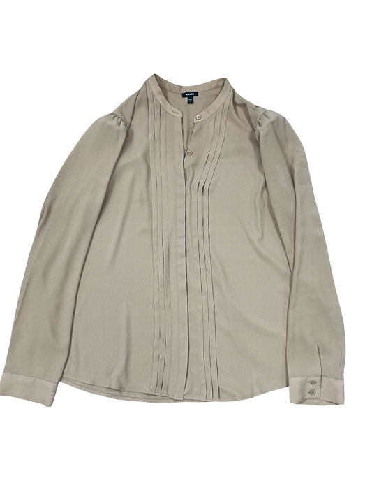 Blouse Ls By Express In Tan, Size:L