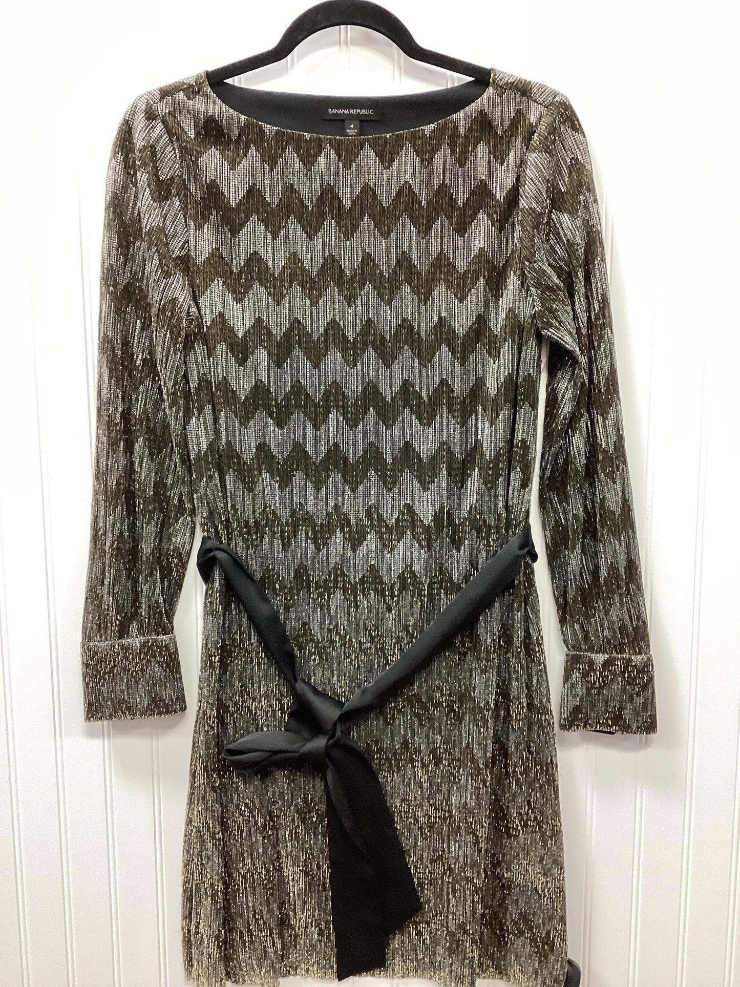 Dress Party Midi By Banana Republic In Black & Gold, Size:4