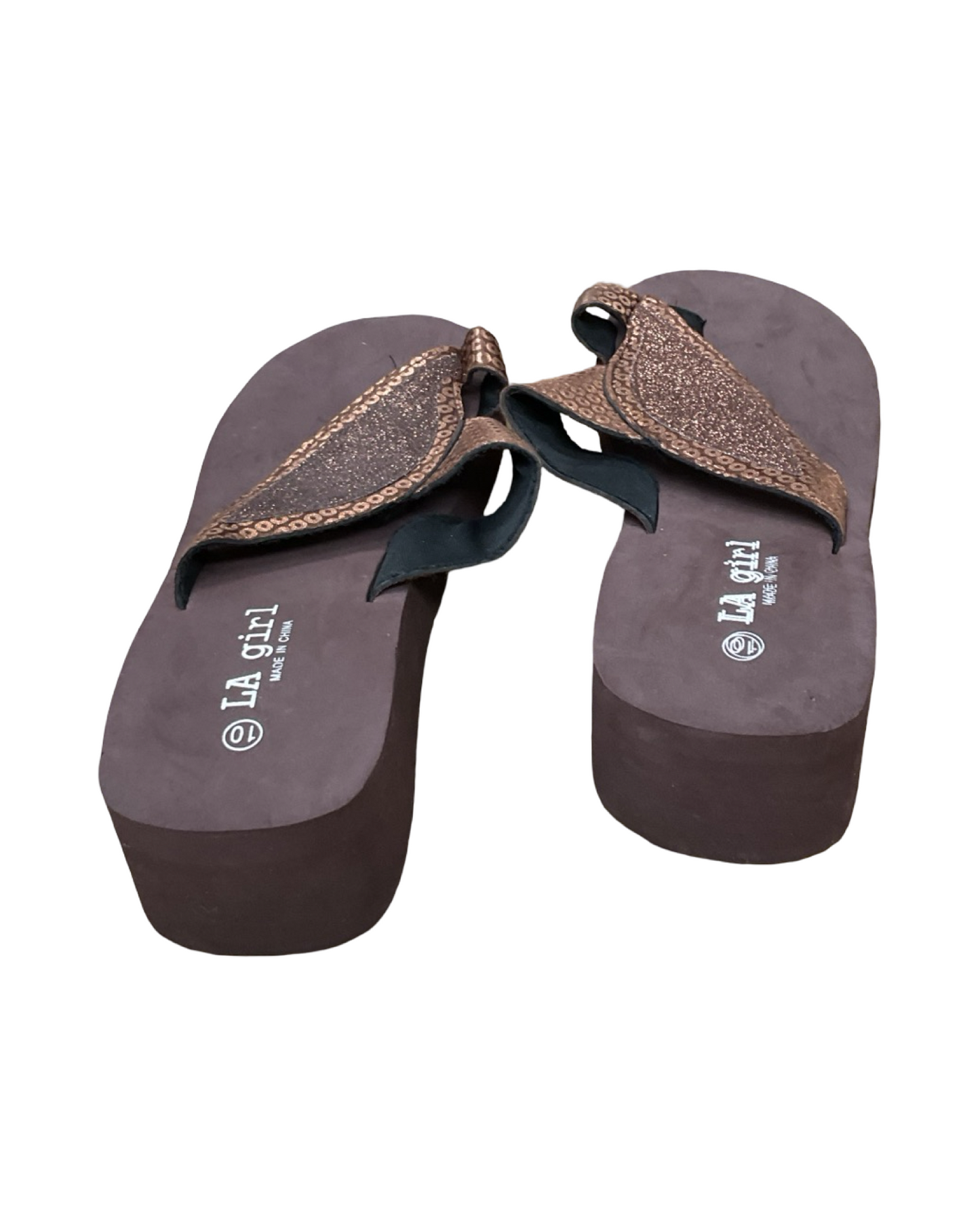 Sandals Heels Wedge By Clothes Mentor In Brown, Size:10