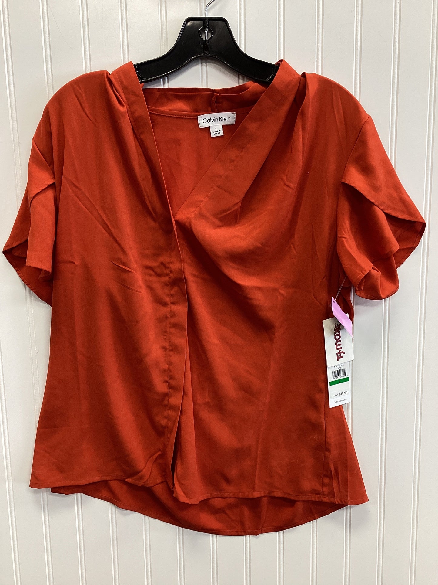 Top Ss By Calvin Klein In Orange, Size:L