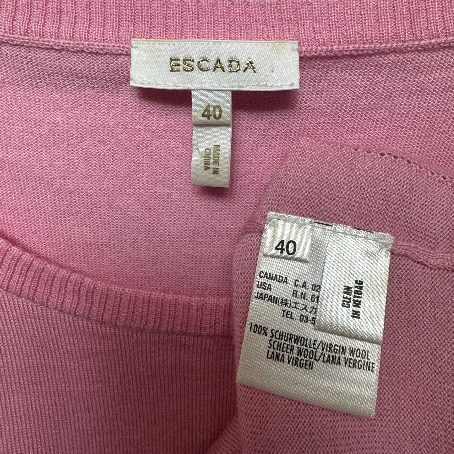 Wool Knit Tank Top Sleeveless Designer By Escada In Pink, Size: M (40 EU)