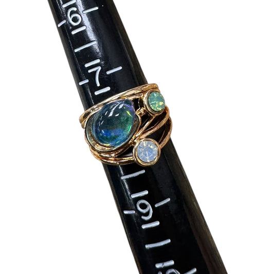 Ring Statement By Cmc In Blue & Gold, Size:8