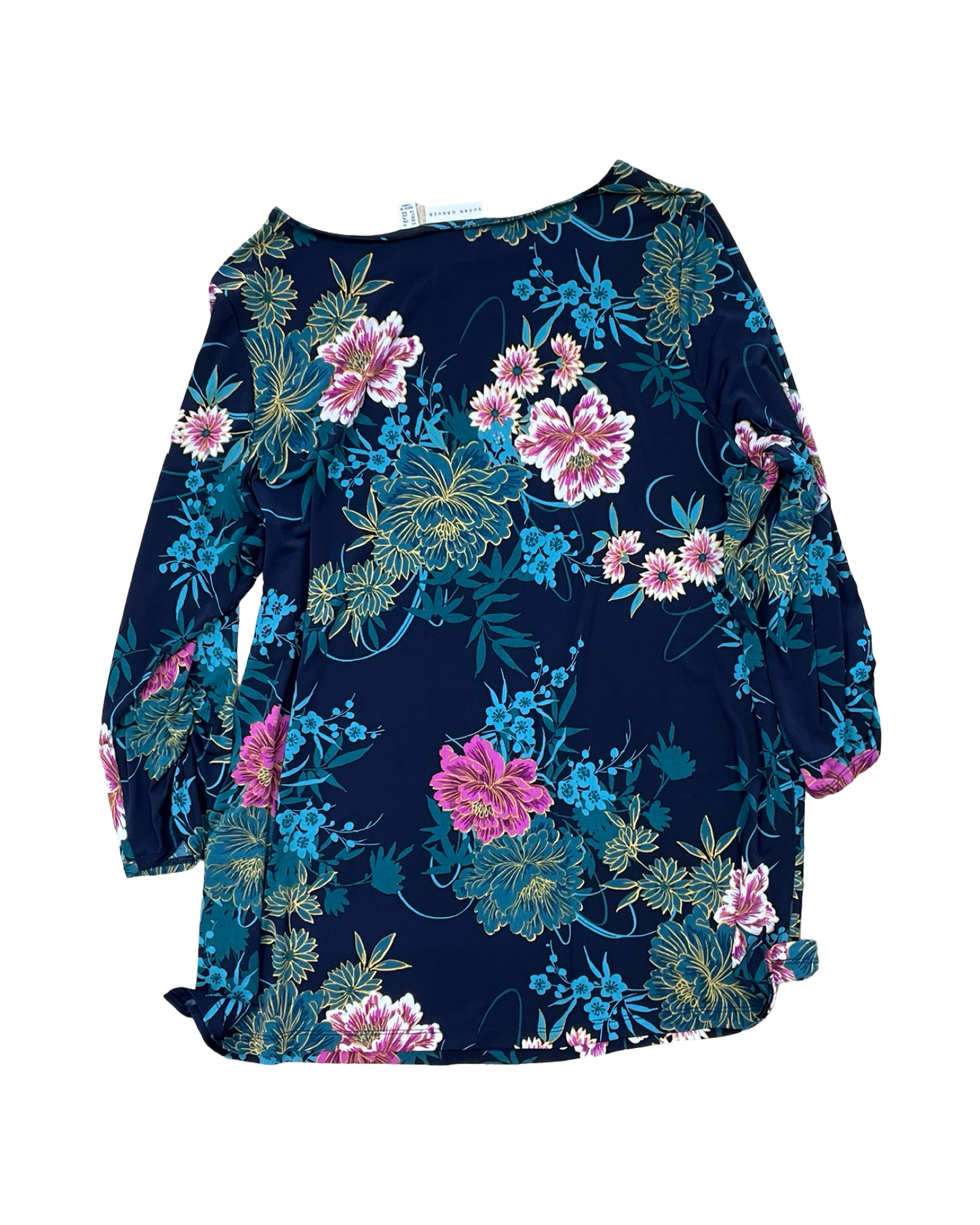 Top 3/4 Sleeve By Susan Graver In Navy, Size:1X