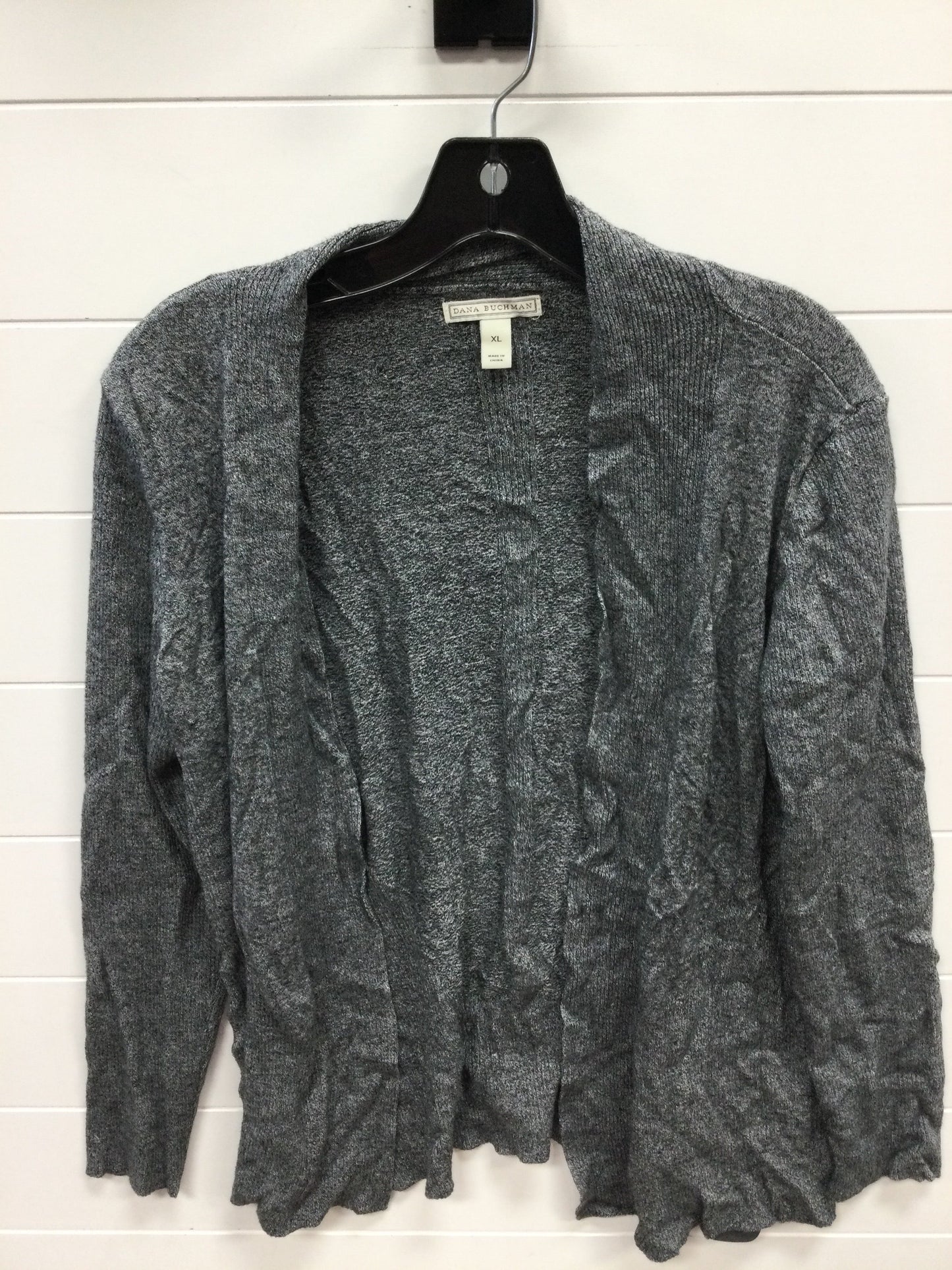 Cardigan By Dana Buchman In Grey, Size:Xl