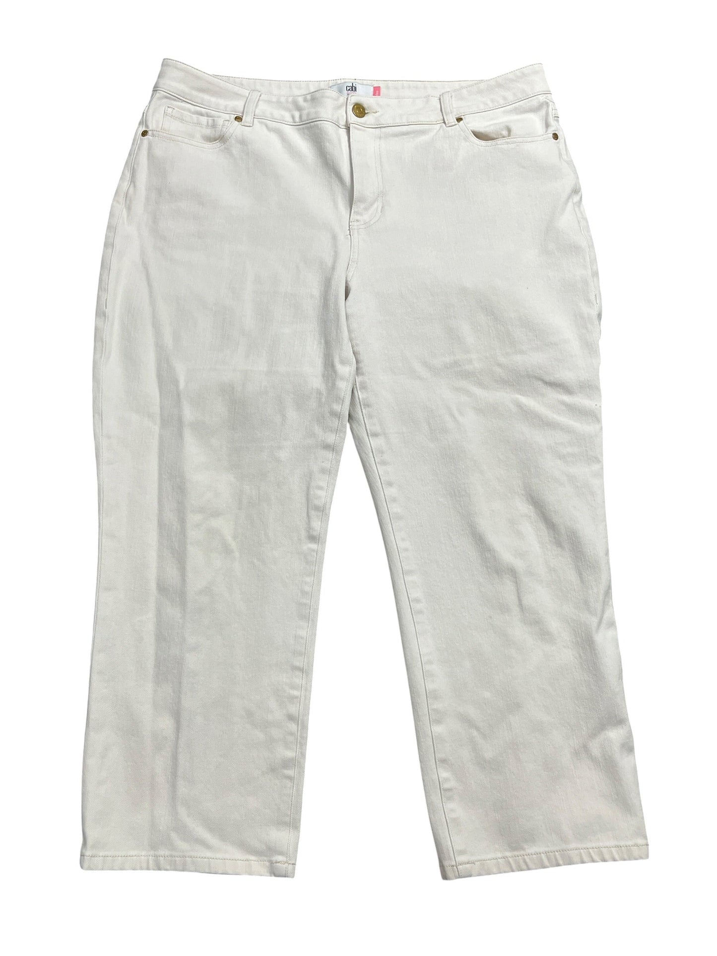 Jeans Straight By Cabi In White Denim, Size:16