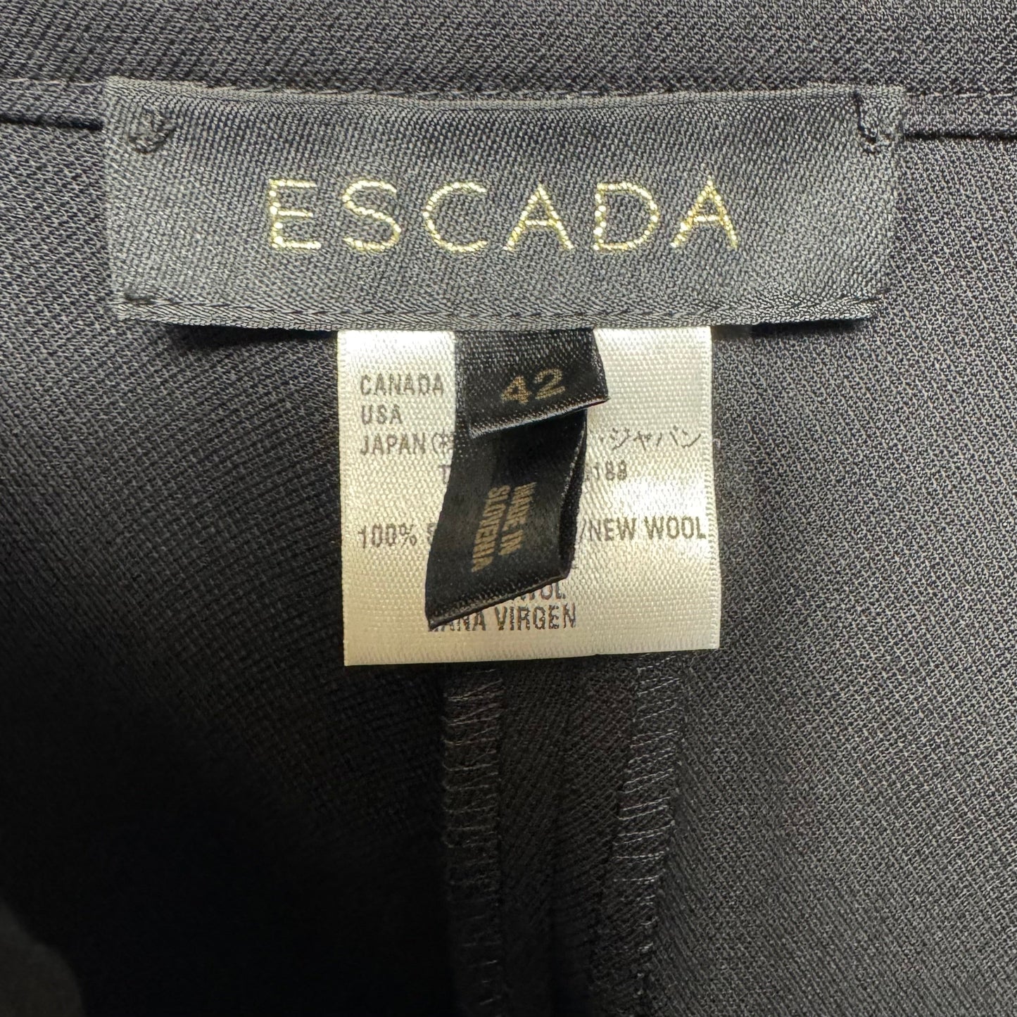 Wool Pants Designer By Escada In Black, Size: 12 (42 EU)