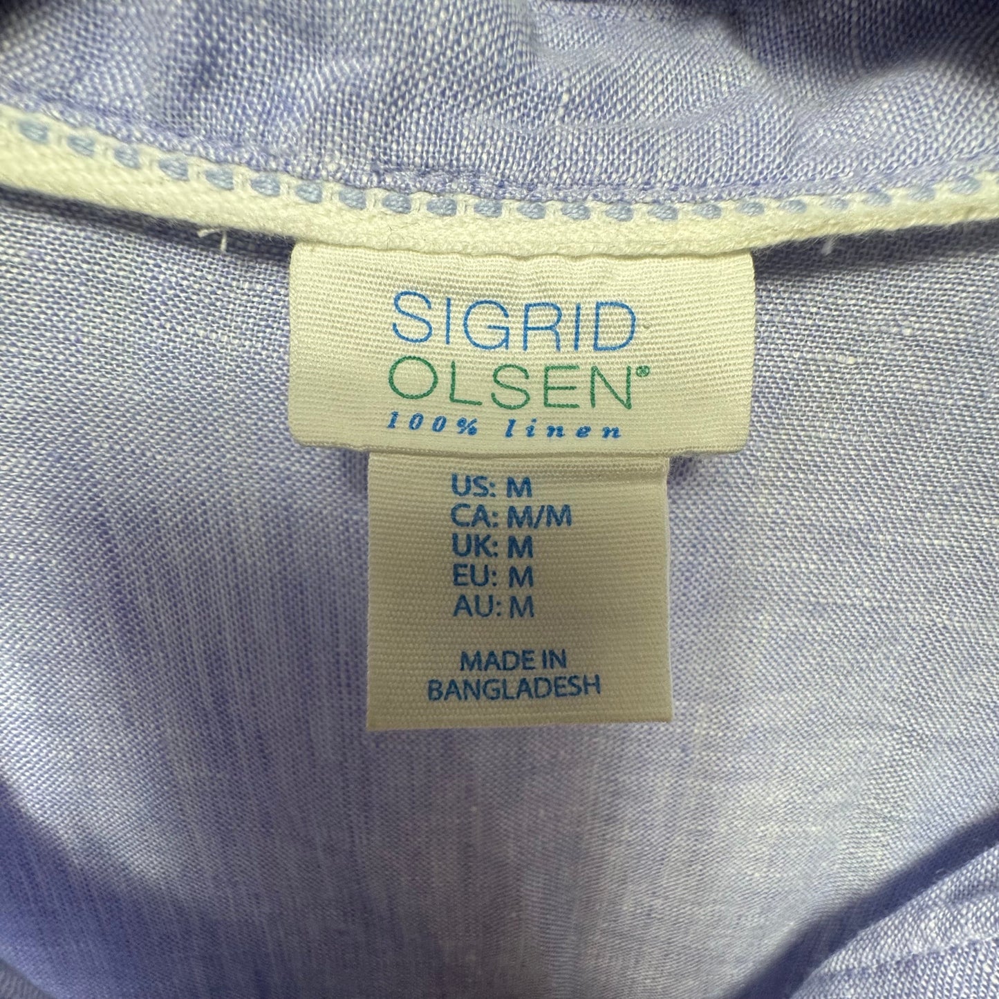 Linen Top 3/4 Sleeve By Sigrid Olsen In Blue, Size: M